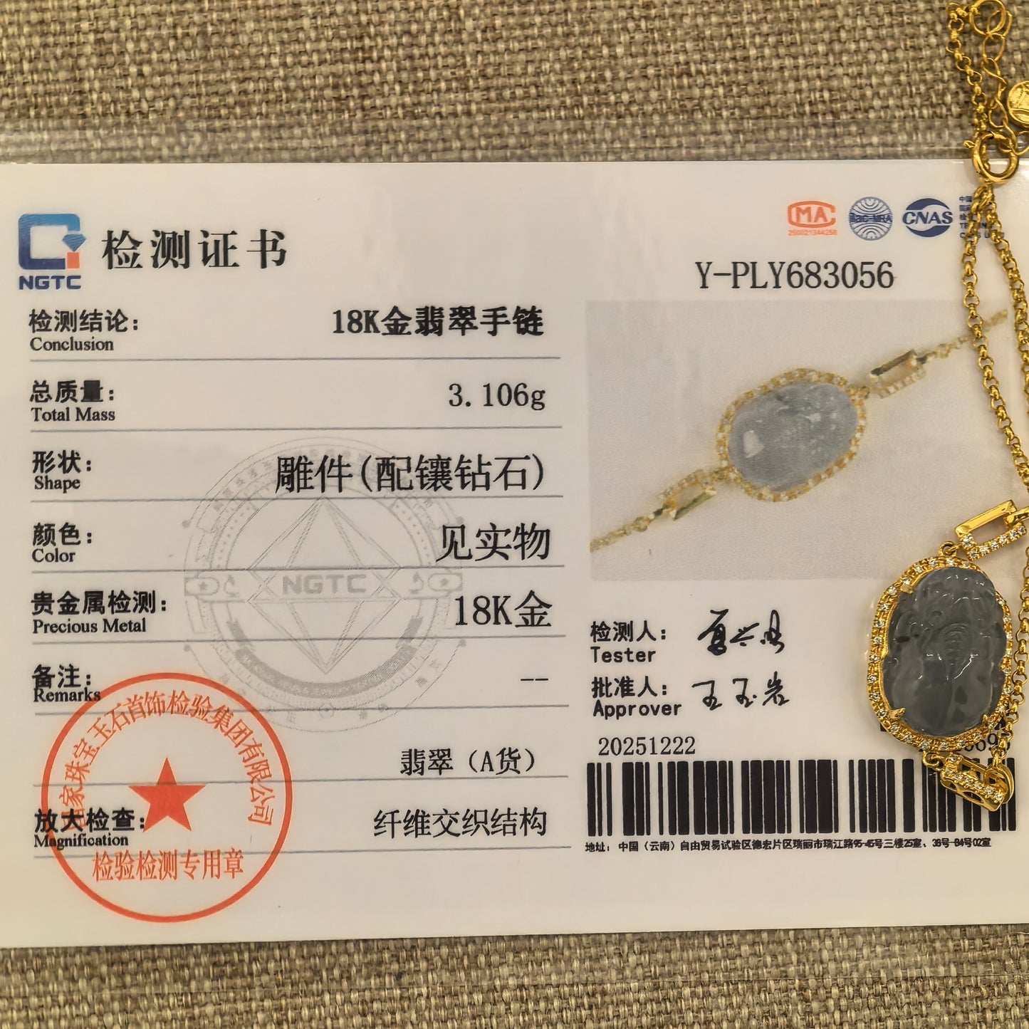 Natural Grade-A Jadeite Icy Blue Pixiu Bracelet in 18K Gold · Burmese Jade