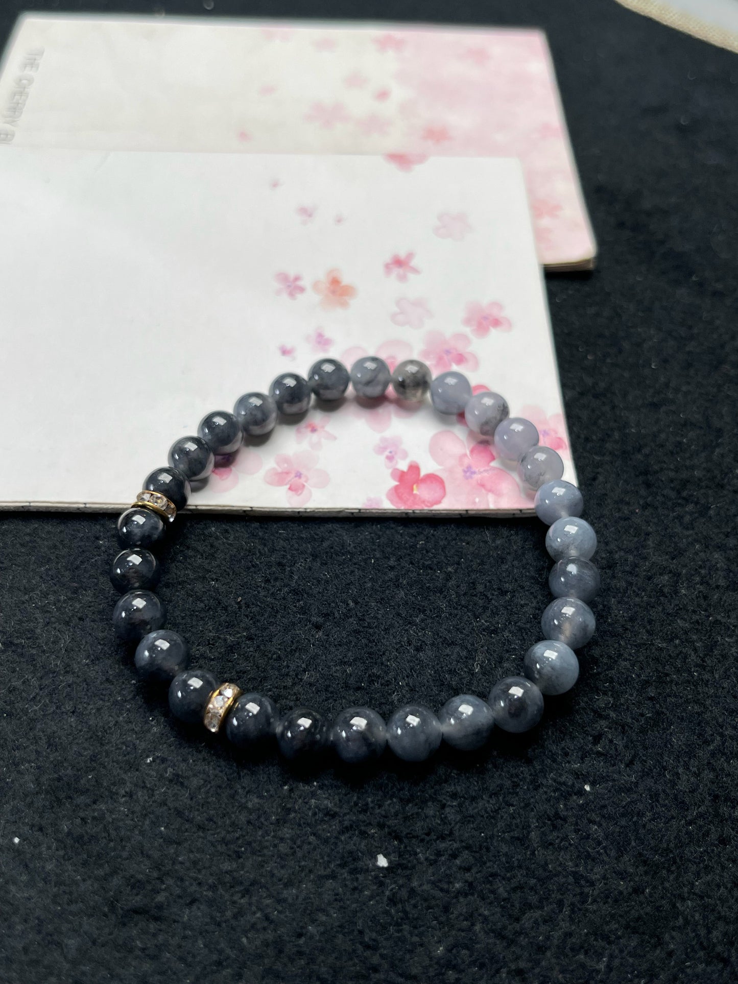 Natural Grade-A Jadeite Gradient Beaded Bracelet – Burmese Black Jade (Wu Ji Type)