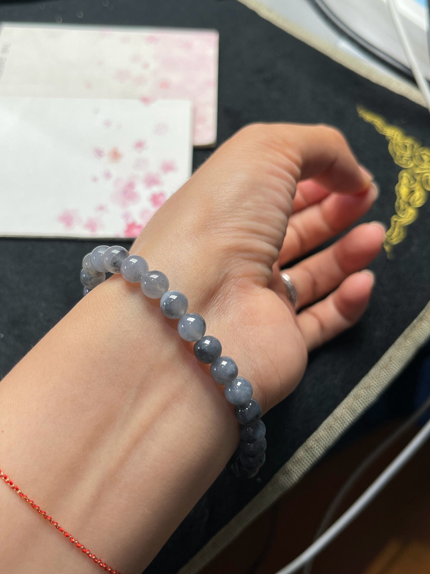 Natural Grade-A Jadeite Gradient Beaded Bracelet – Burmese Black Jade (Wu Ji Type)