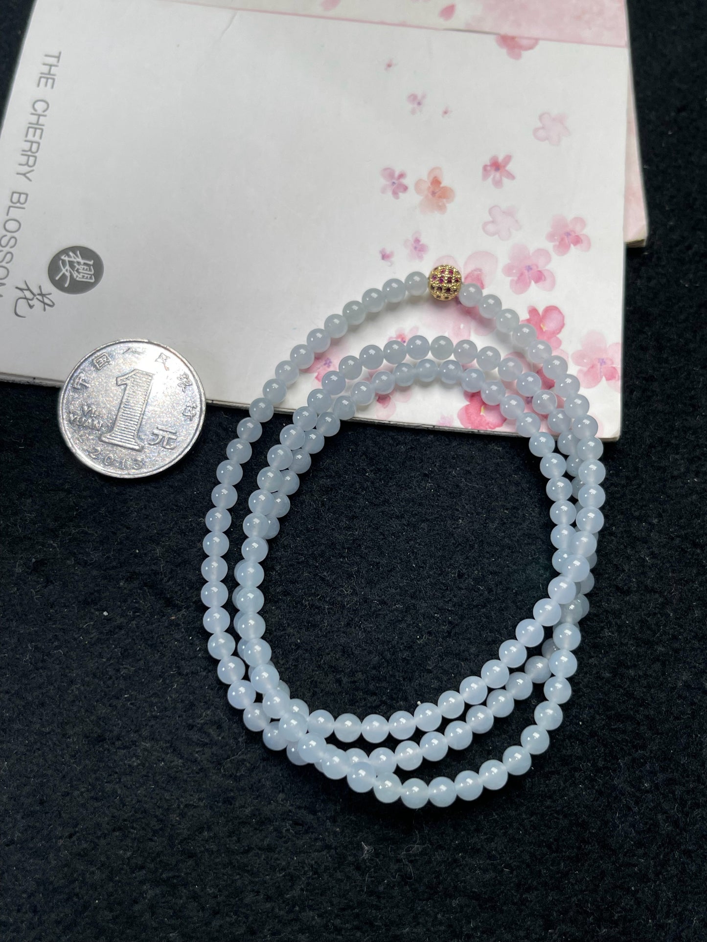 Natural Grade-A Jadeite Beaded Strand – Pale Lavender Blue Burmese Jade Mini Beads Bracelet or Necklace