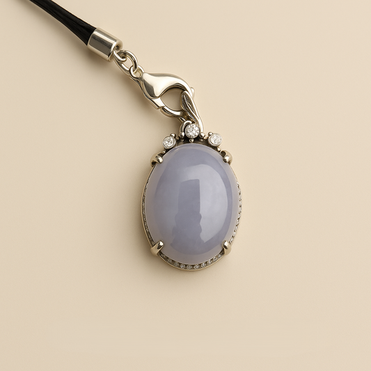 Natural Grade-A Jadeite Pendant – Glutinous Lavender Jade with Silver Setting · Burmese Jade