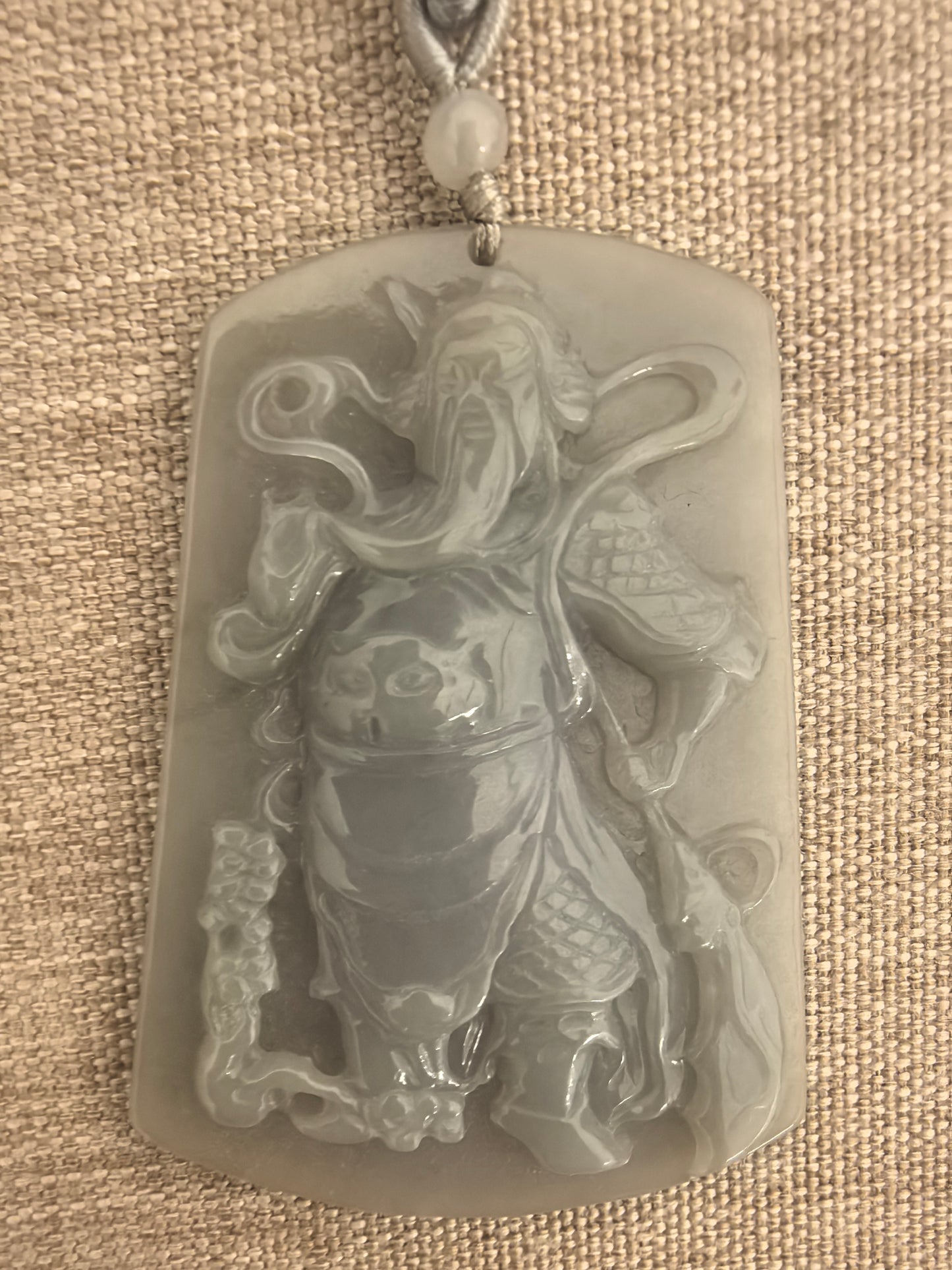 Natural Grade-A Glutinous Jadeite Guan Gong Pendant ·Burmese Jade