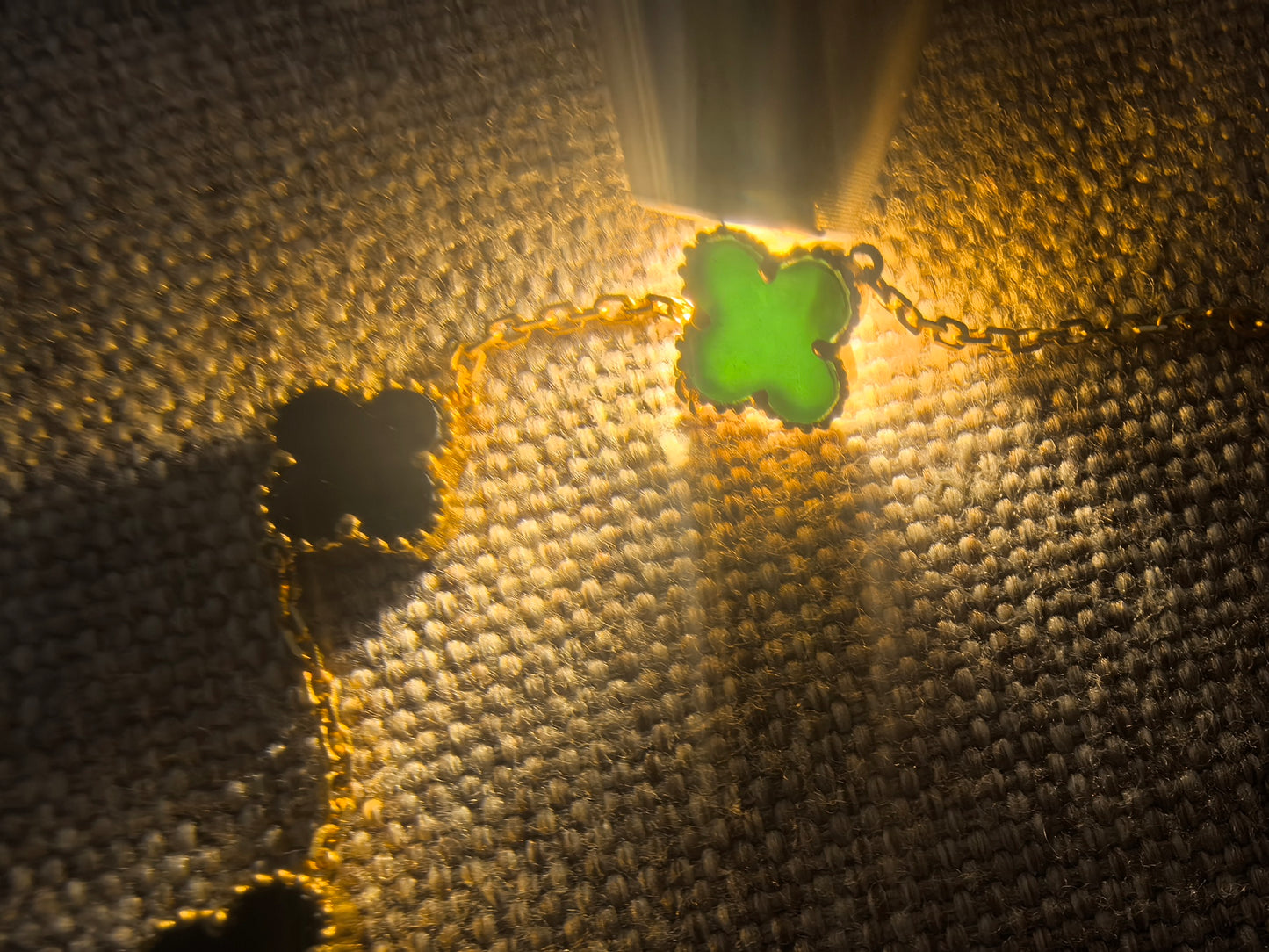 Natural Grade-A 18K Gold-Set Ink Jadeite Clover Bracelet ·Burmese Jade