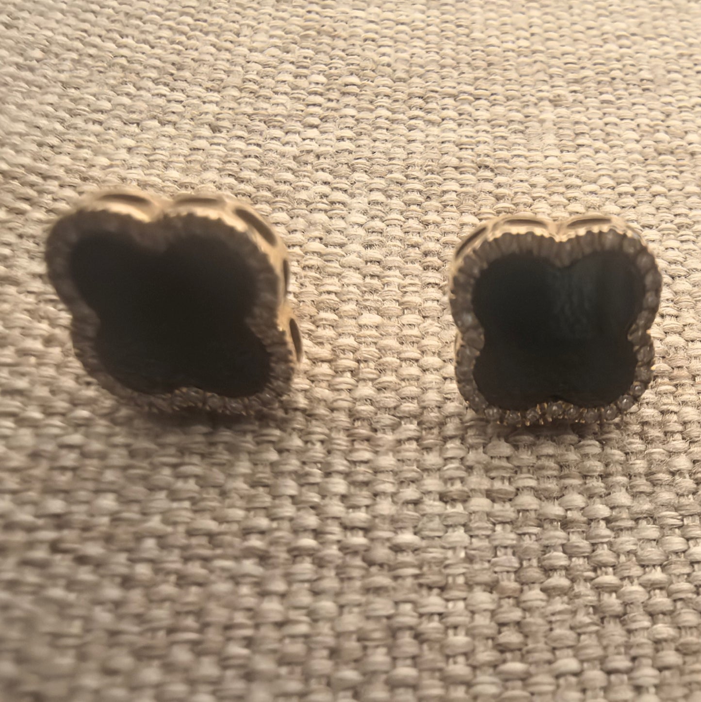 Natural Grade-A Jadeite 18K Gold Ink Jadeite Clover Stud Earrings ·Burmese Jade