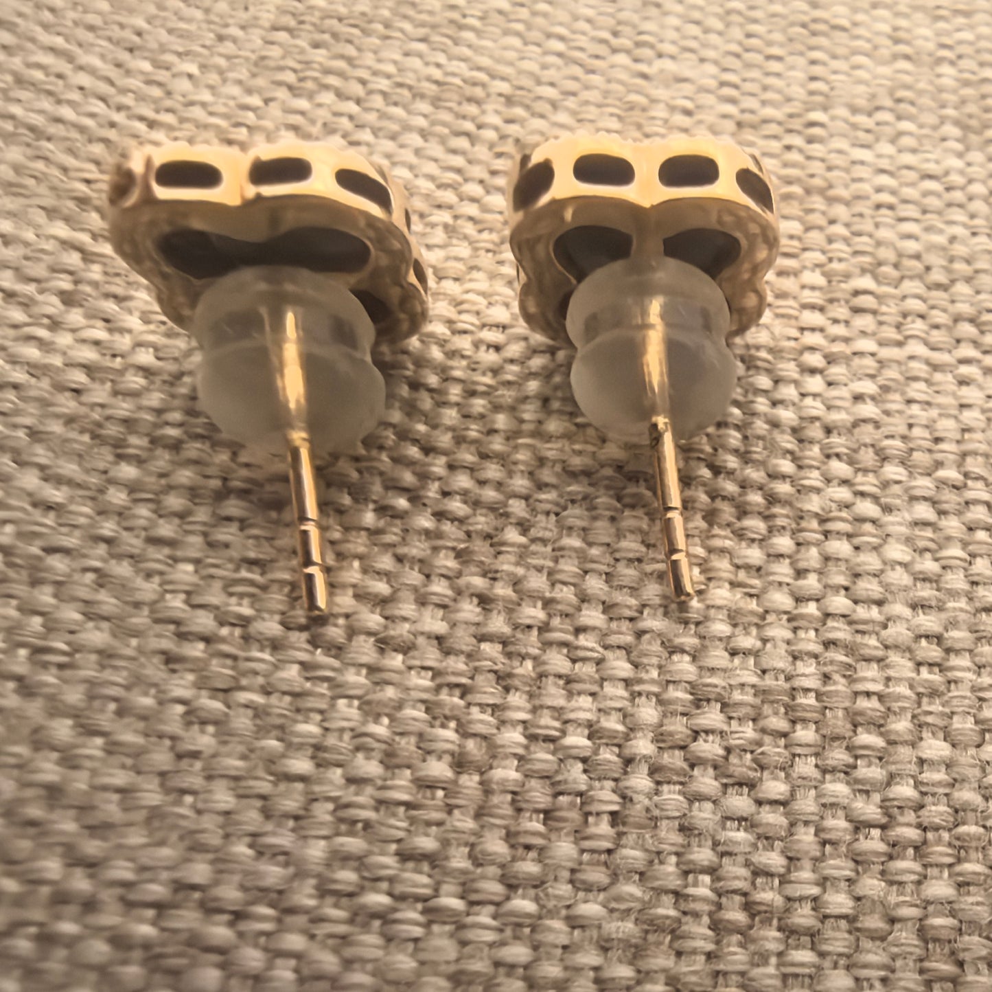 Natural Grade-A Jadeite 18K Gold Ink Jadeite Clover Stud Earrings ·Burmese Jade