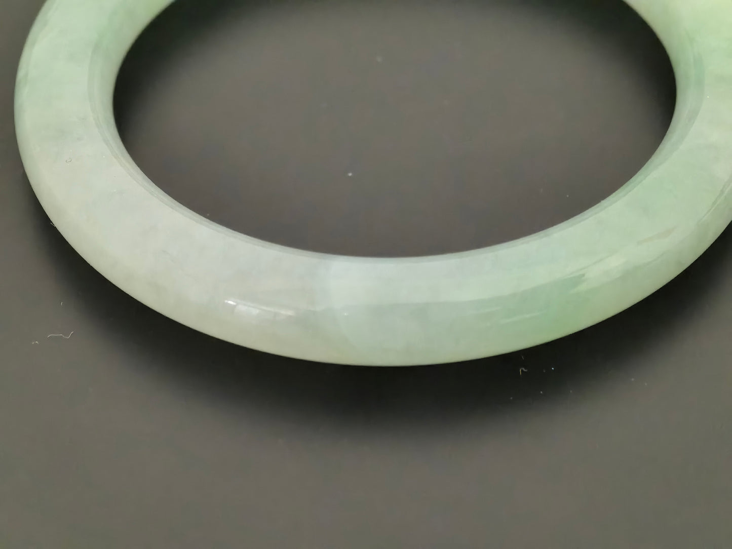 Natural Grade-A Jadeite Bangle – Light Apple Green Icy Glutinous Burmese Jade 53mm