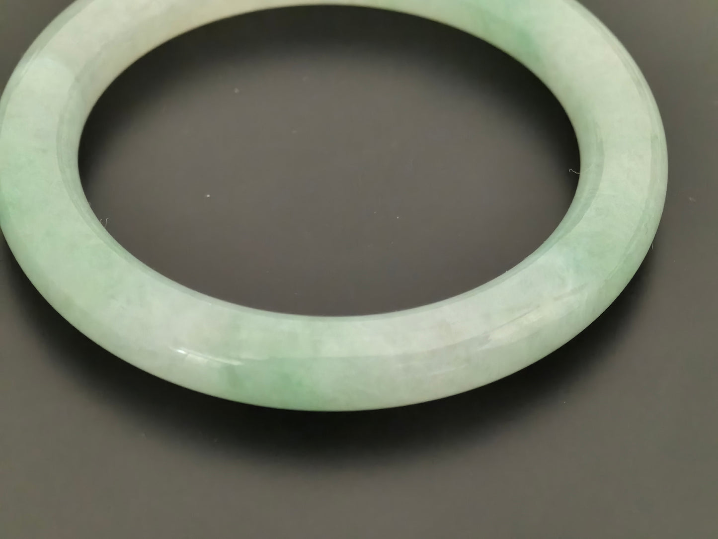 Natural Grade-A Jadeite Bangle – Light Apple Green Icy Glutinous Burmese Jade 53mm