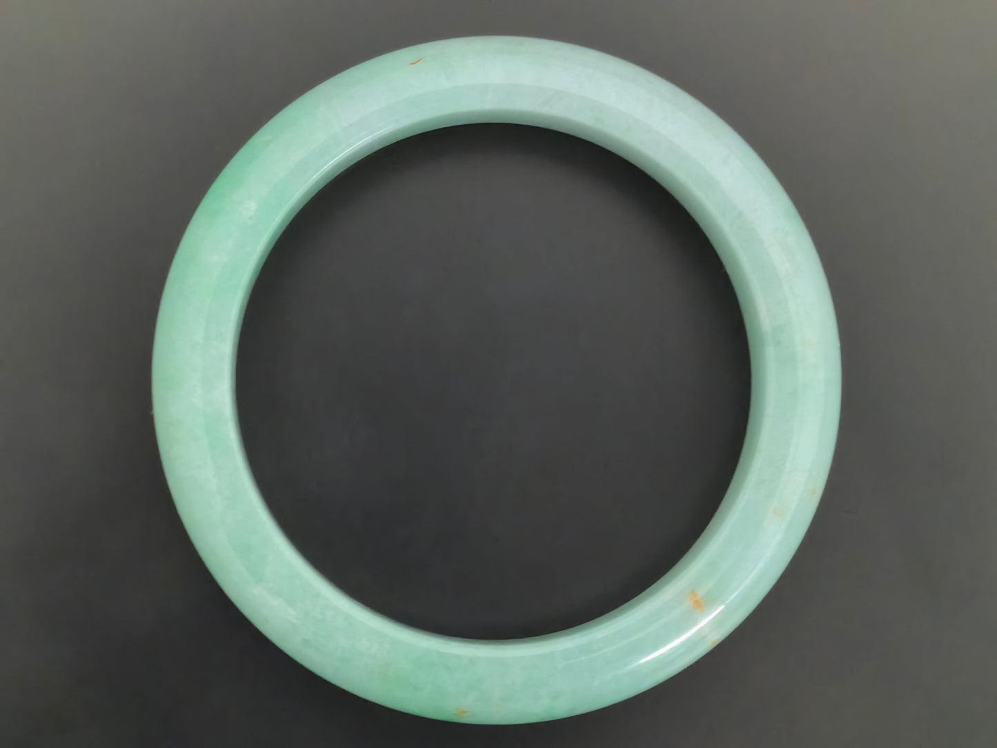 Natural Grade-A Jadeite D-Shape Bangle – Apple Green “Gold Splash” Burmese Jade 55mm