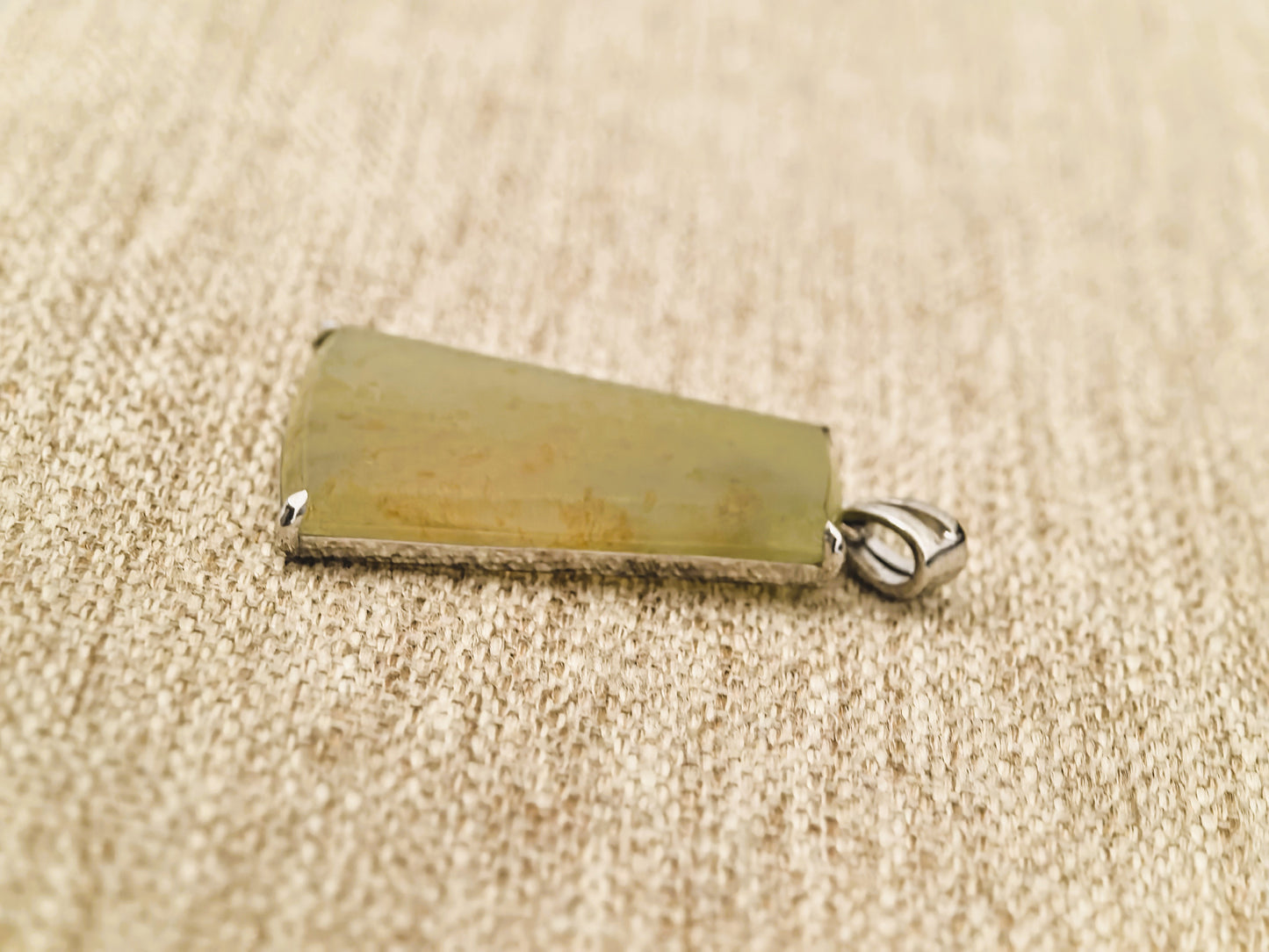 Natural Grade-A Icy Yellow Jadeite Plain Jade Plaque Pendant in Platinum Pt950 · Burmese Jadeite