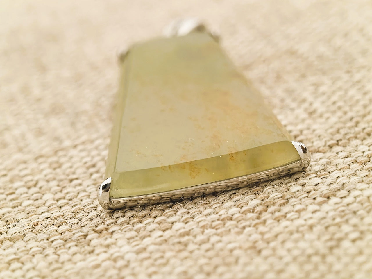 Natural Grade-A Icy Yellow Jadeite Plain Jade Plaque Pendant in Platinum Pt950 · Burmese Jadeite