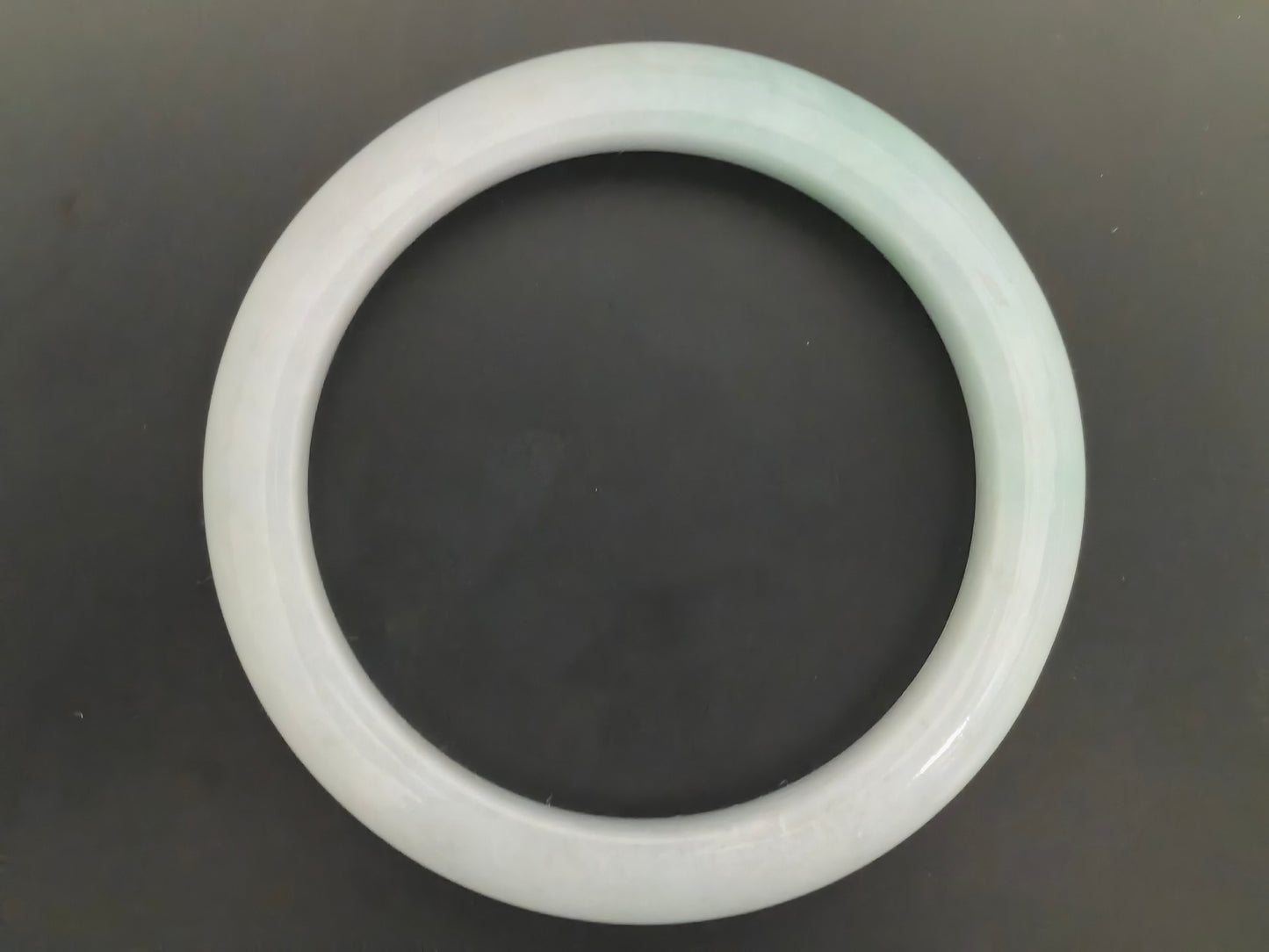 Natural Grade-A Jadeite Bangle – Pale Green Glutinous Burmese Jade D-Shape 54.5mm