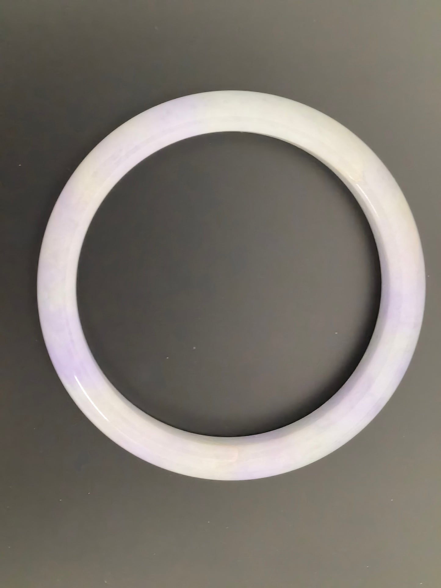 Natural Grade-A Jadeite D-Shape Bangle – Soft Lavender Bean-Glutinous Burmese Jade 59mm