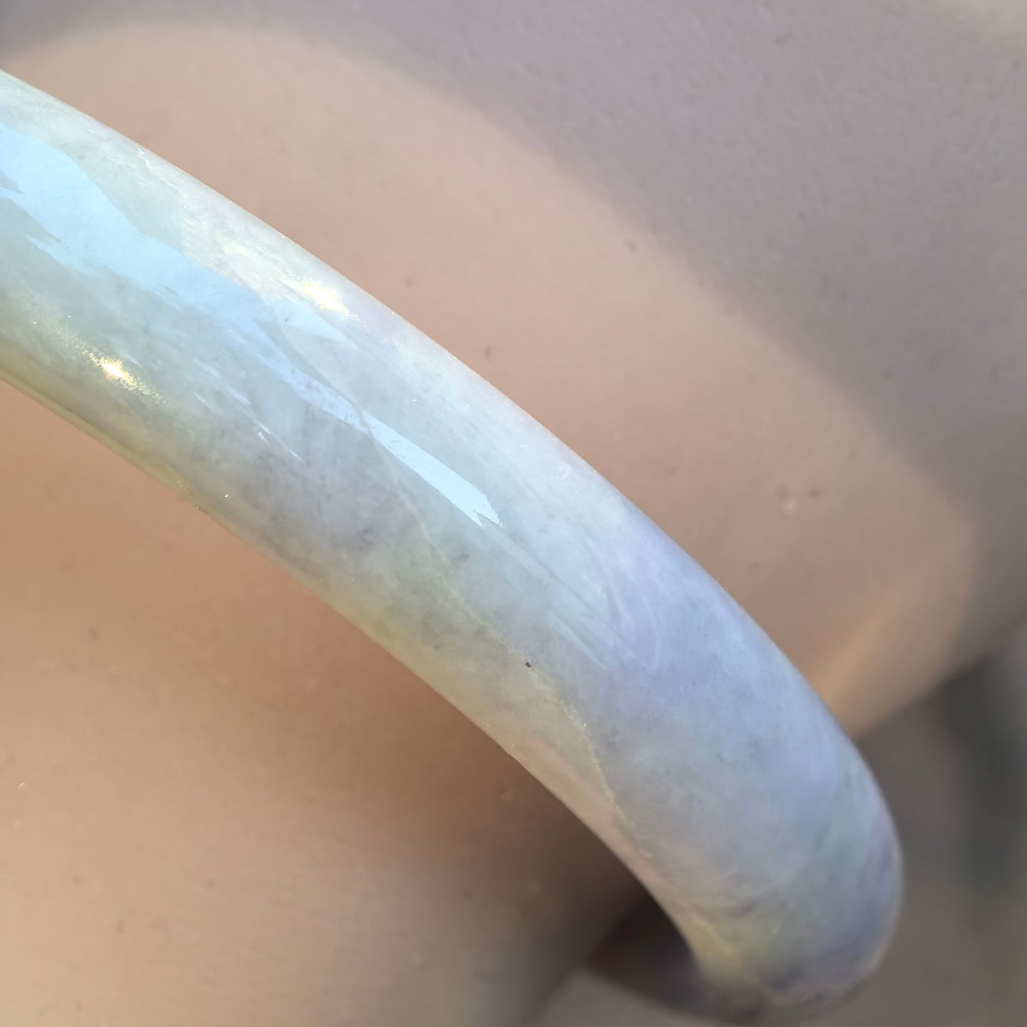 Natural Grade-A Jadeite D-Shape Bangle – Soft Lavender Bean-Glutinous Burmese Jade 59mm
