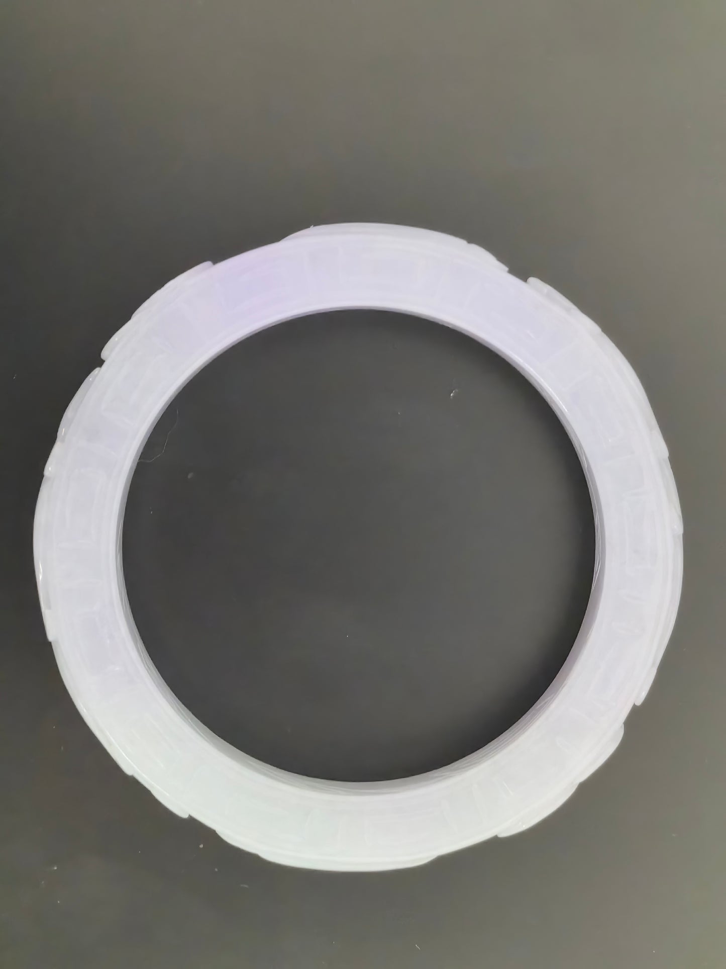 Natural Grade-A Jadeite Bangle – Large Carved Pale Glutinous Burmese Jade 60mm