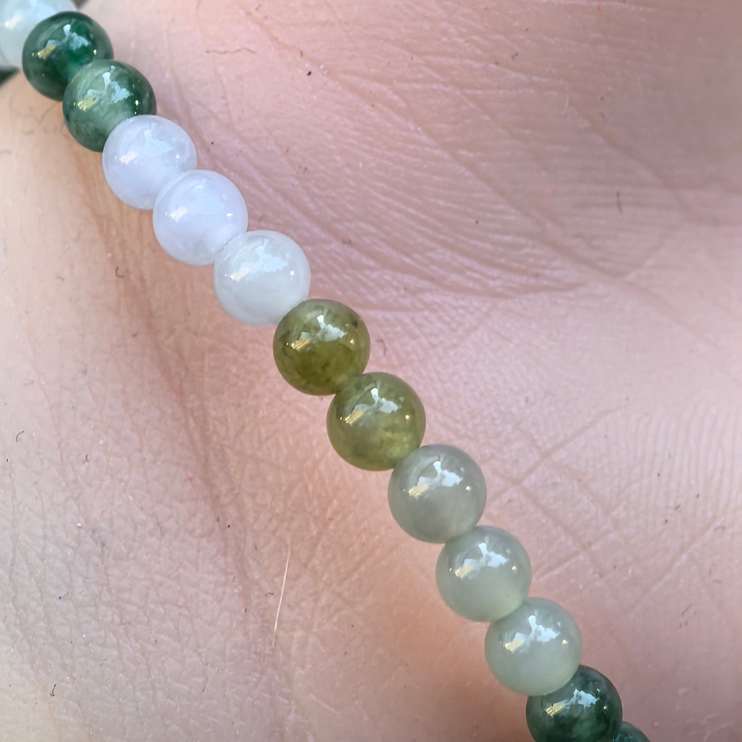 Natural Grade-A Jadeite Bracelet – Multicolor Icy Glutinous Burmese Jade Beads 4.6mm