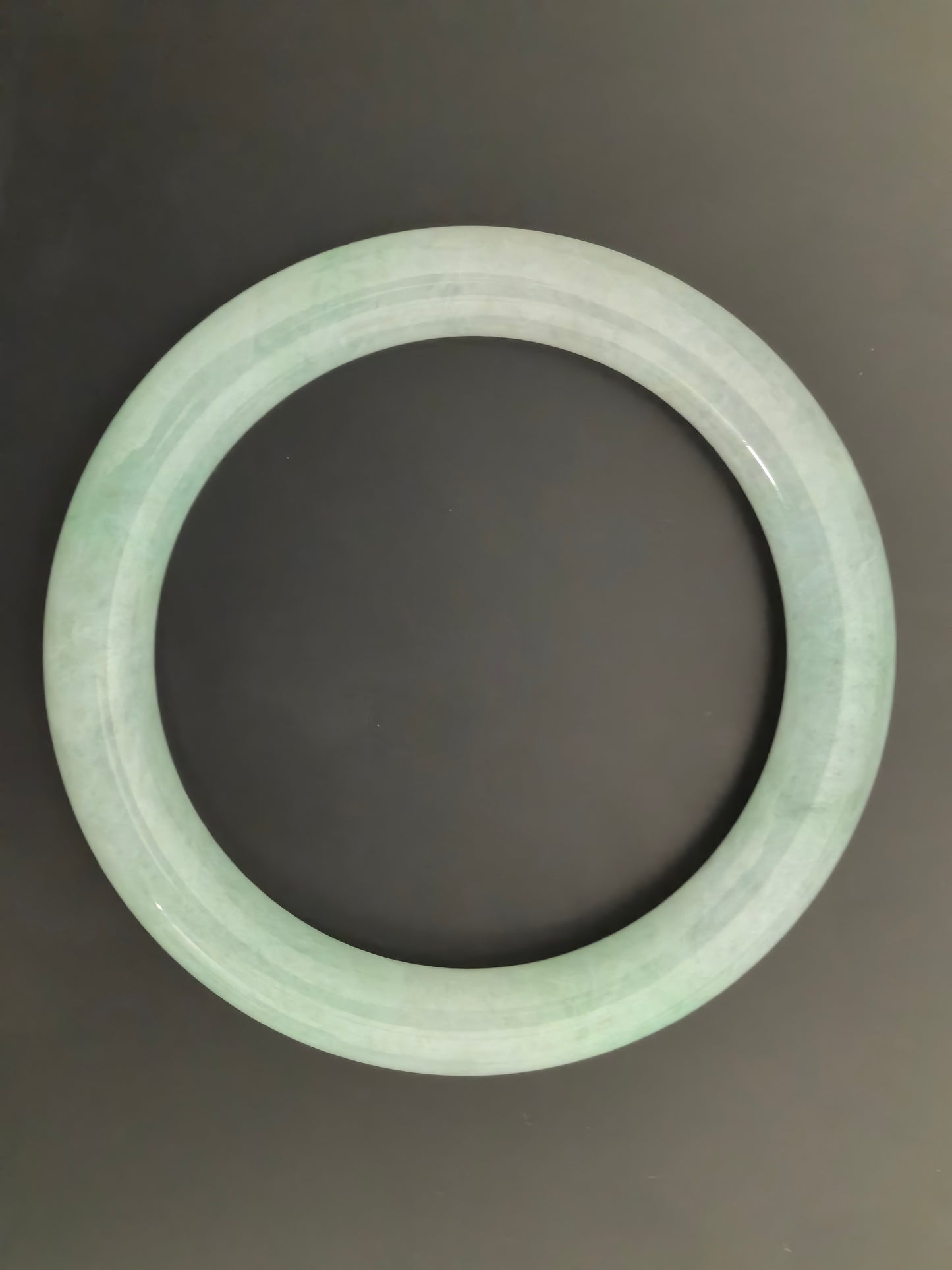 Natural Grade-A Jadeite Bangle – Light Apple Green Icy Glutinous Burmese Jade 53mm