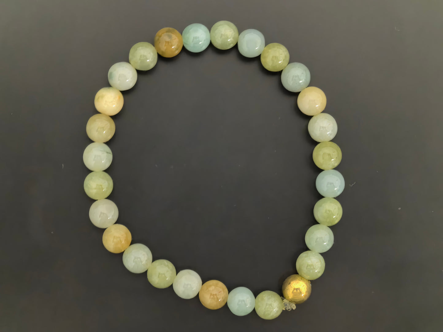 Natural Grade-A Jadeite Bracelet – Multicolor Glutinous Burmese Jade Beads 7.5mm