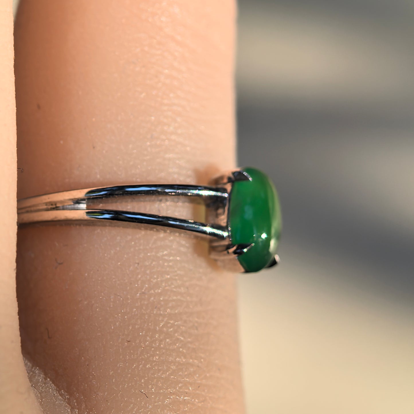 Natural Grade-A Jadeite Icy Green Solitaire Ring – Burmese Jade Pt950 Platinum Setting