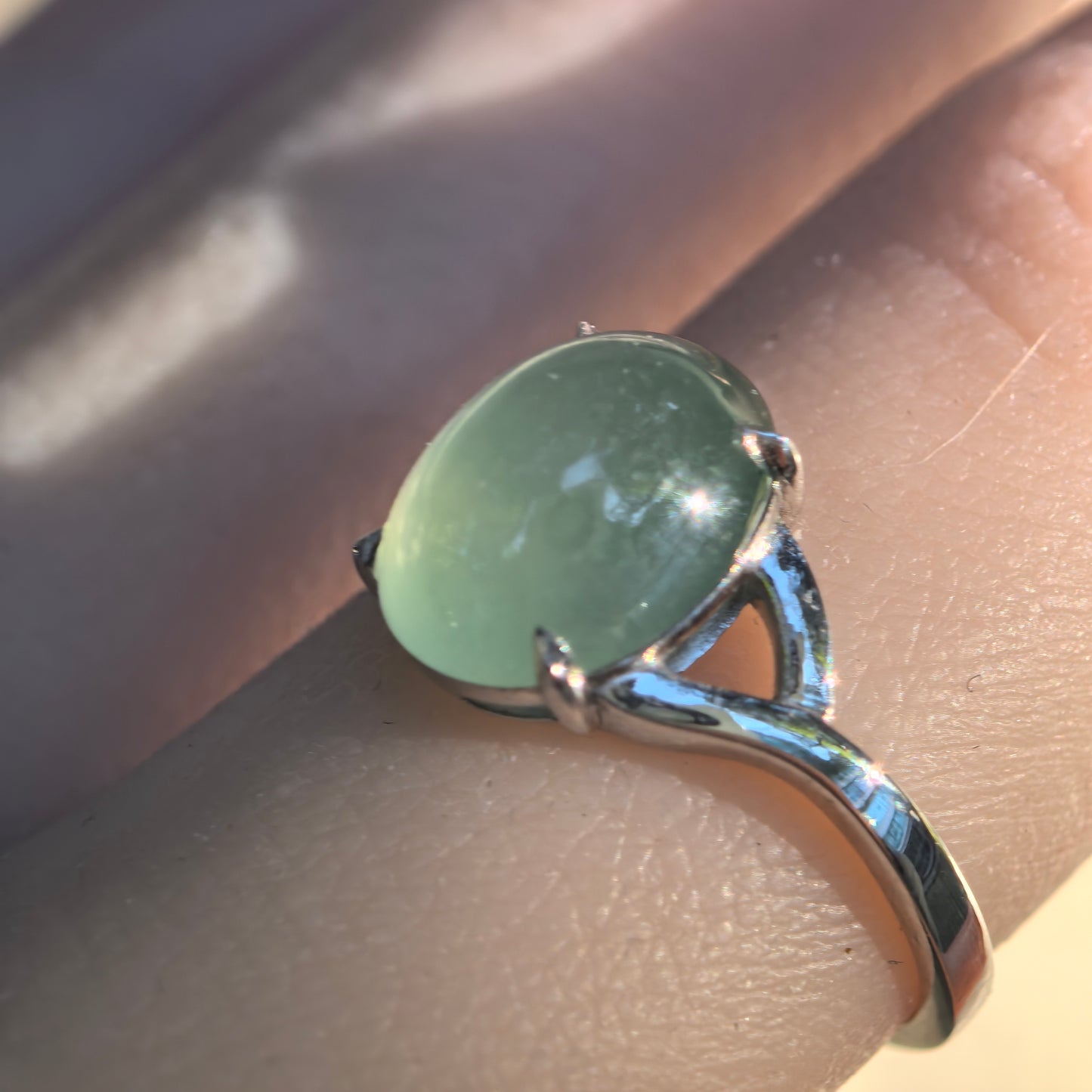 Natural Grade-A Jadeite “Grape Green” Cabochon Ring – Icy Glutinous Jade with Platinum Pt950 Setting · Burmese Jade