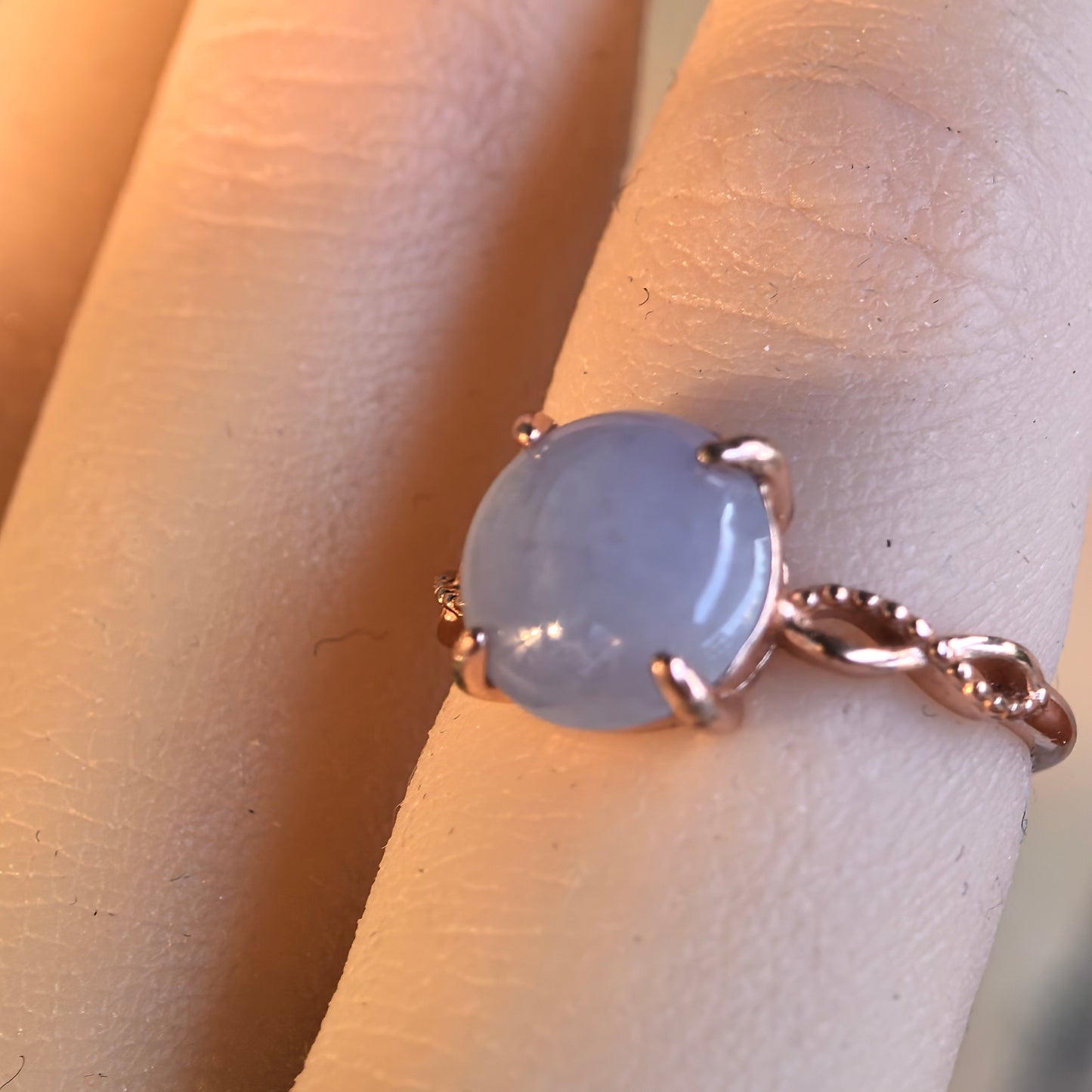 Natural Grade-A Jadeite Lavender Cabochon Silver-Set Ring · Burmese Jade