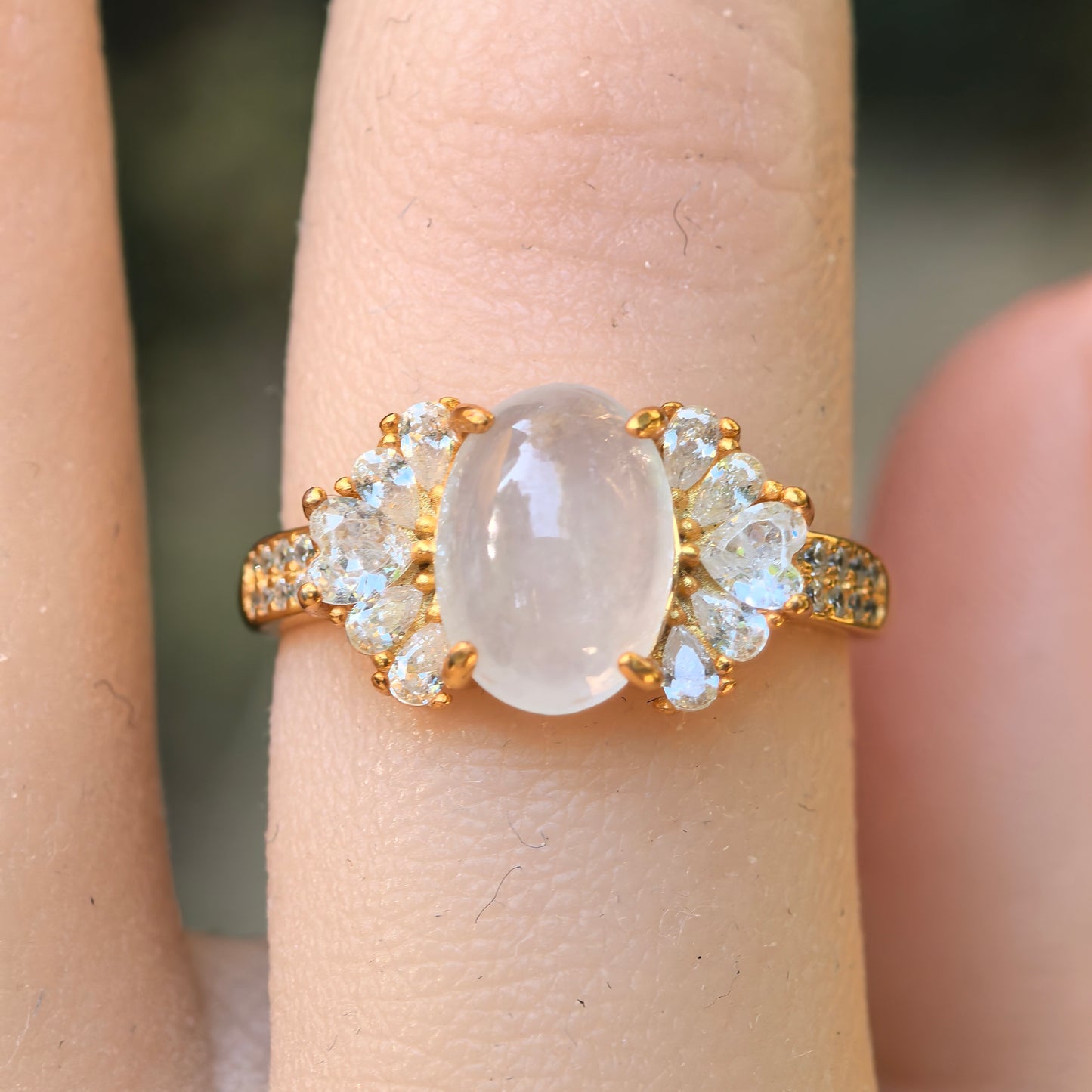 Natural Grade-A Silver-Set Icy White Jadeite Ring · Burmese Jadeite