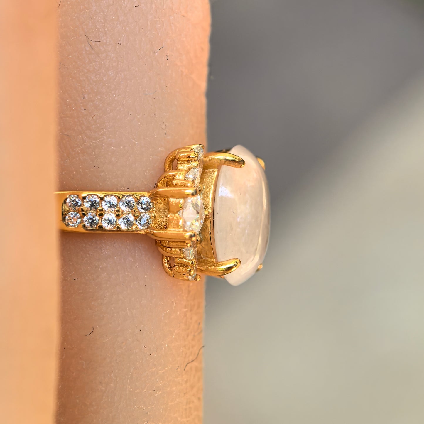 Natural Grade-A Silver-Set Icy White Jadeite Ring · Burmese Jadeite