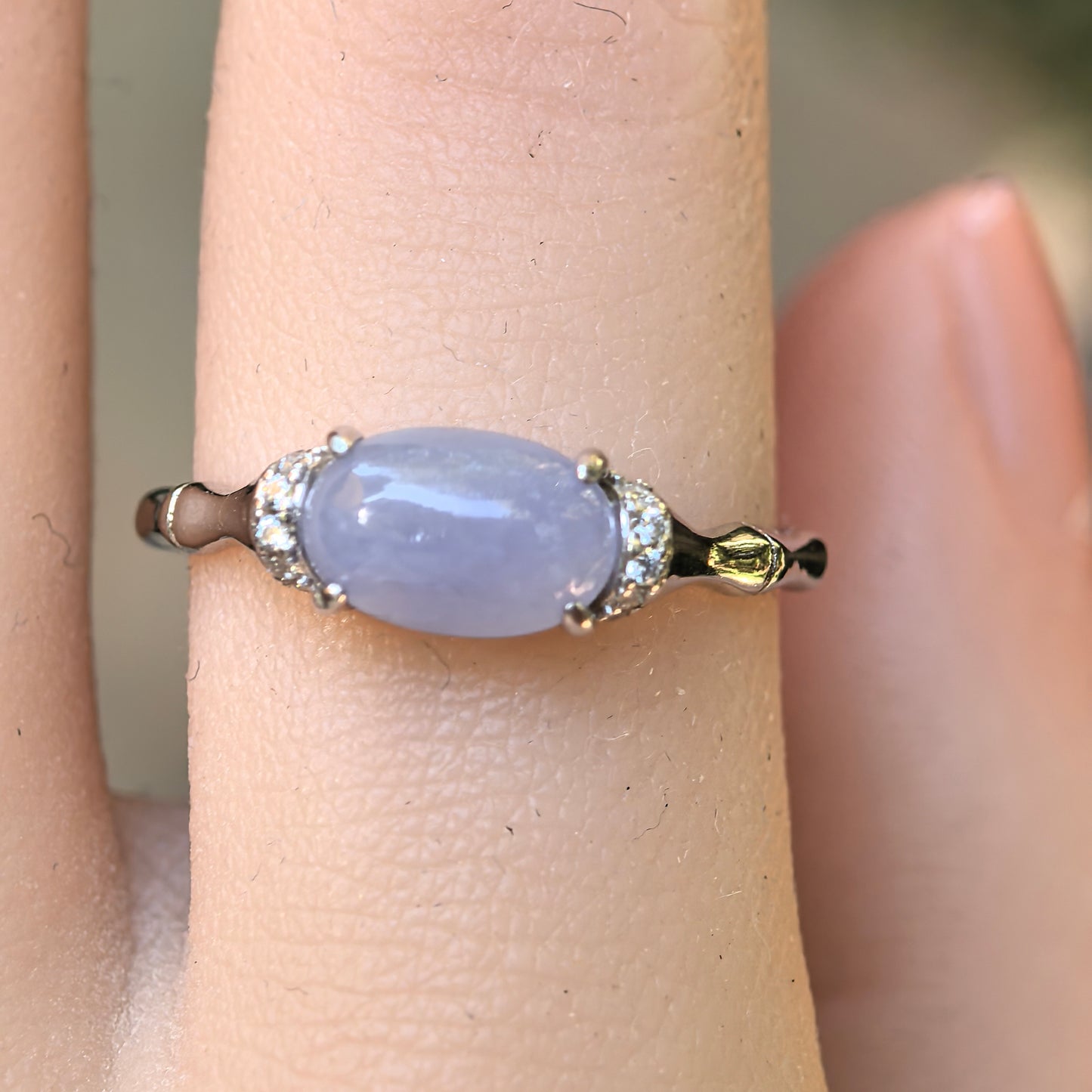 Natural Grade-A Silver-Set Glutinous Icy Lavender Jadeite Ring · Burmese Jadeite