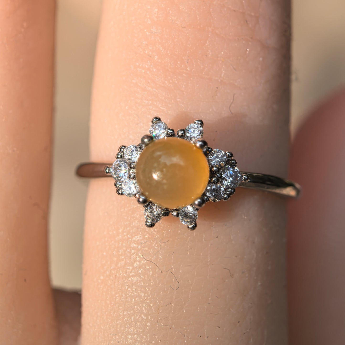 Natural Grade-A Glutinous Icy Yellow Jadeite Ring ·Burmese Jadeite