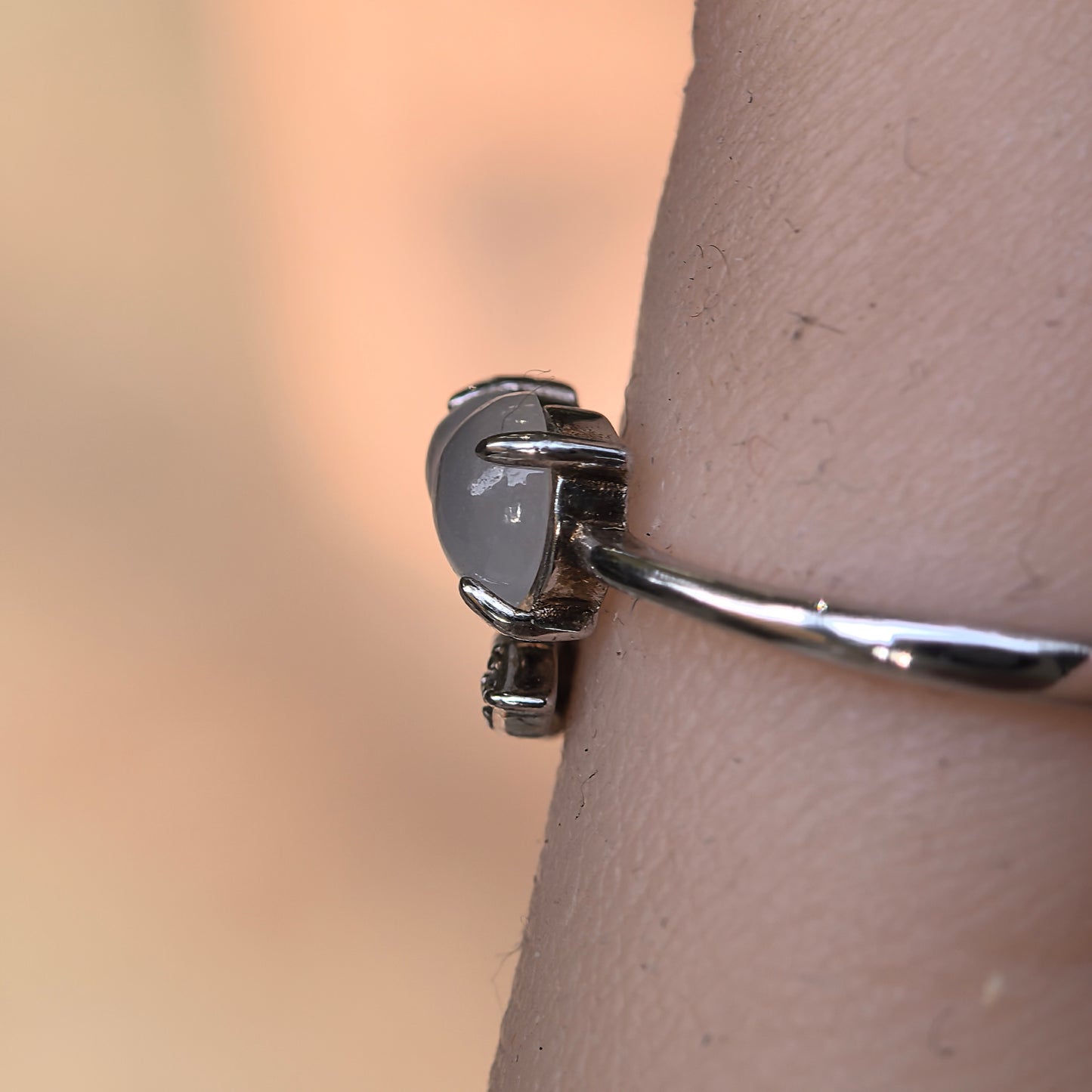 Natural Grade-A Silver-Set Icy Translucent Double Gourd (Hulu) Jadeite Open Ring · Burmese Jadeite