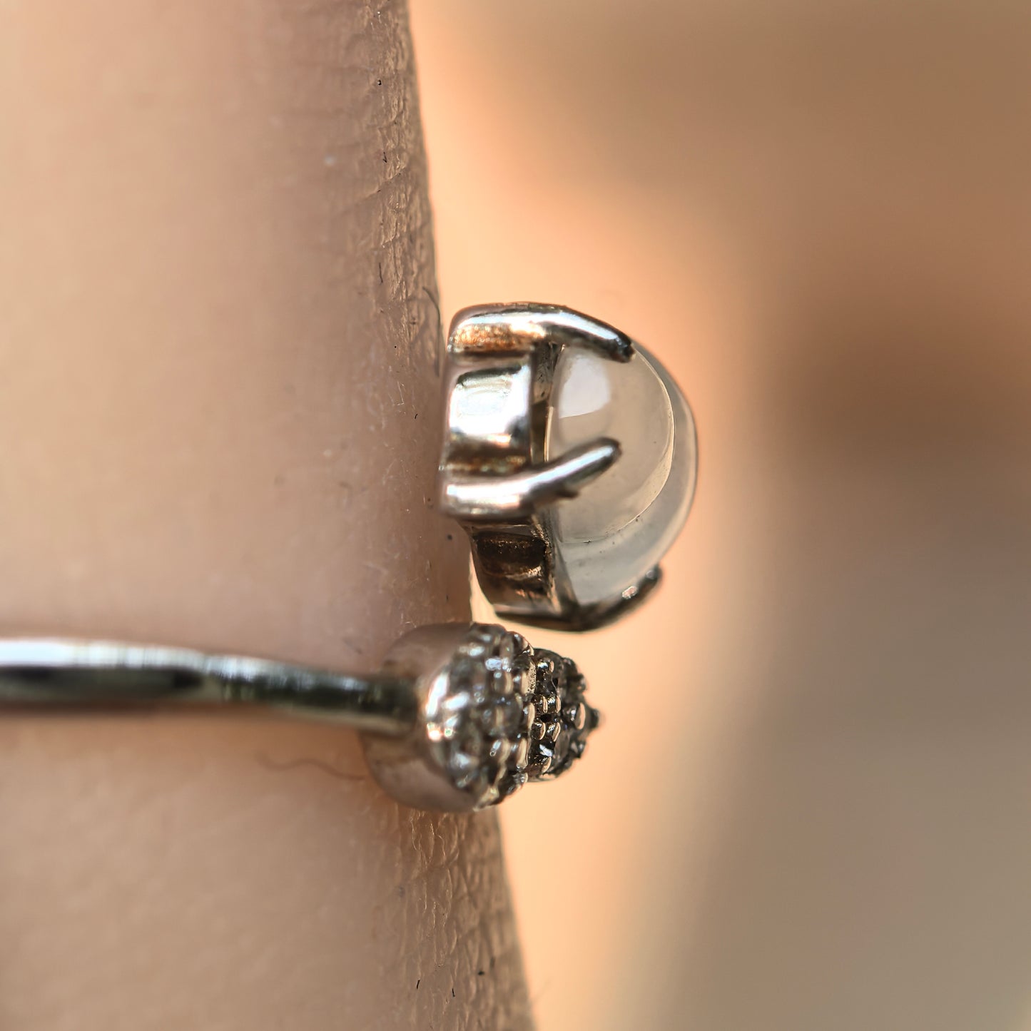 Natural Grade-A Silver-Set Icy Translucent Double Gourd (Hulu) Jadeite Open Ring · Burmese Jadeite