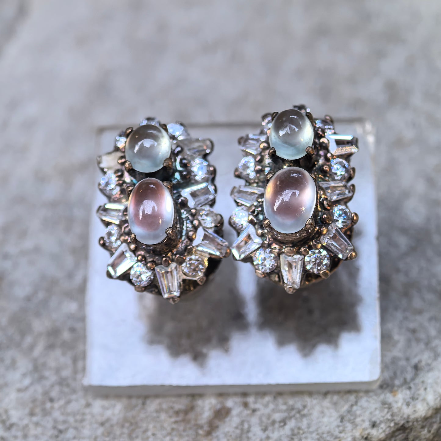 Natural Grade-A Copper-Mounted High Icy Jadeite Stud Earrings ·Burmese Jade