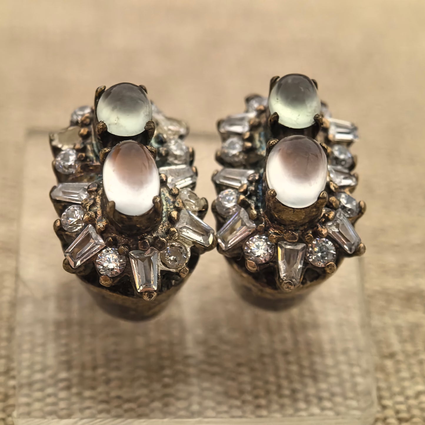 Natural Grade-A Copper-Mounted High Icy Jadeite Stud Earrings ·Burmese Jade