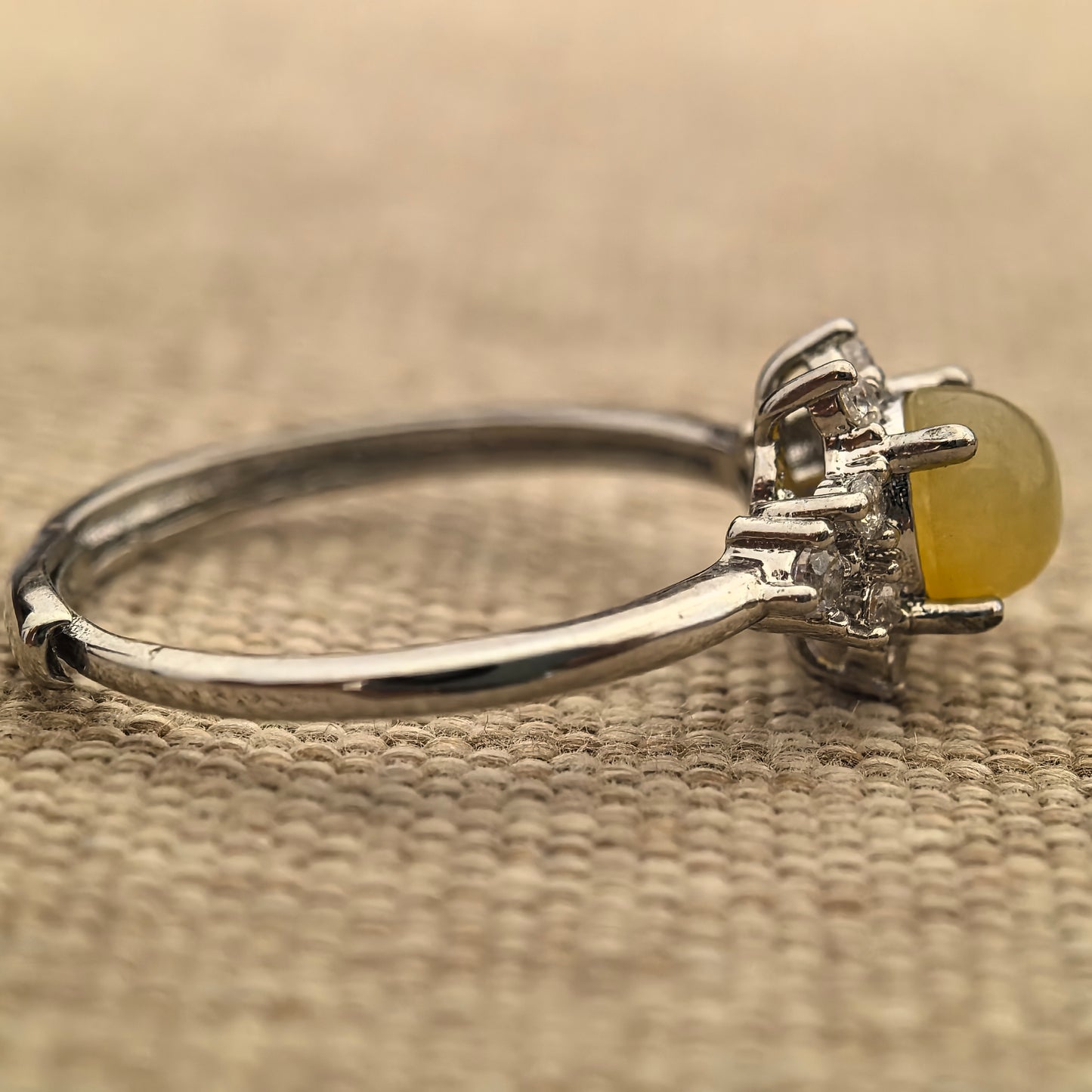 Natural Grade-A Glutinous Icy Yellow Jadeite Ring ·Burmese Jadeite