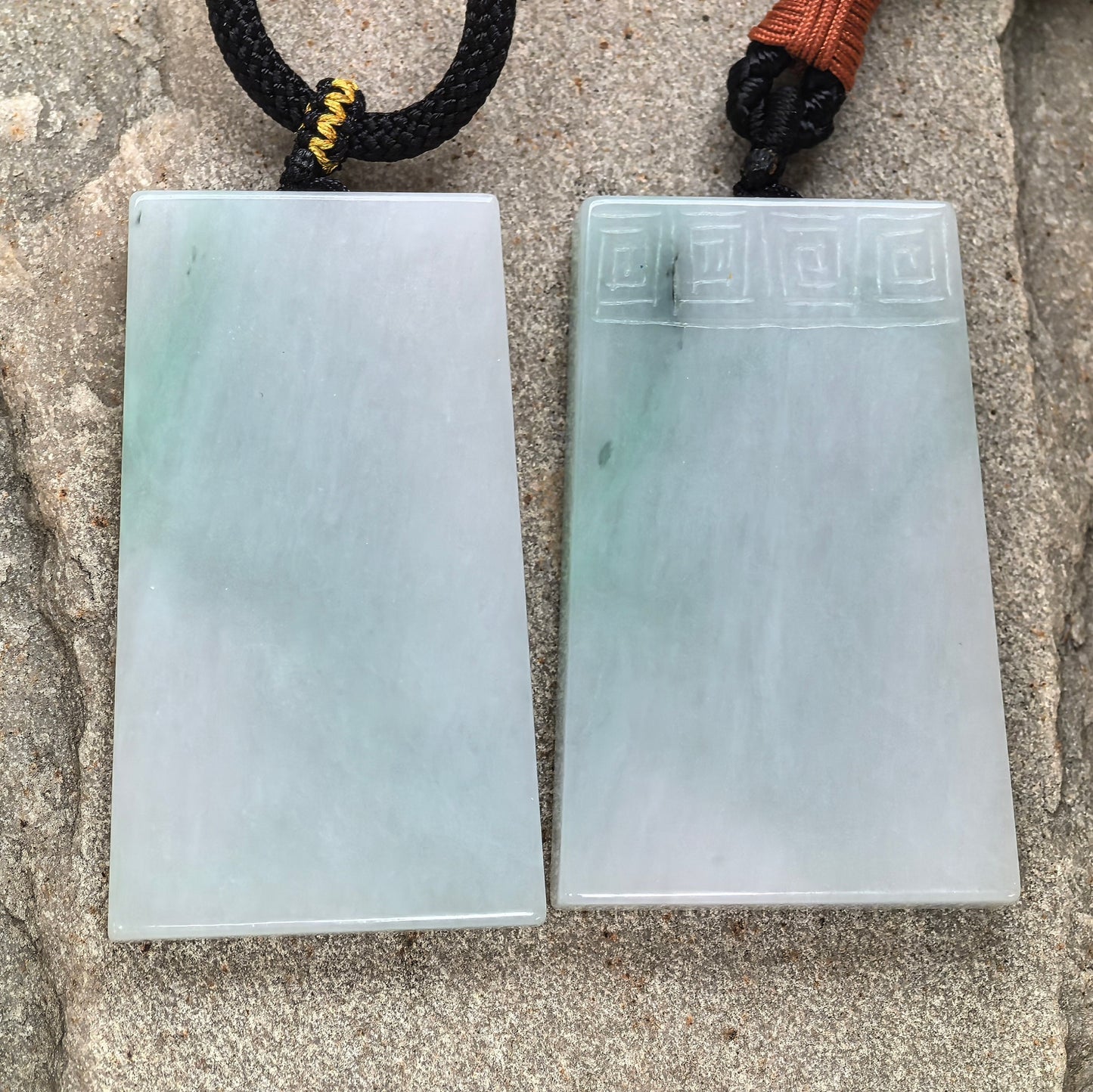 Natural Grade-A Jadeite Glutinous White-Base Green Plain Jade Plaque · Burmese Jade