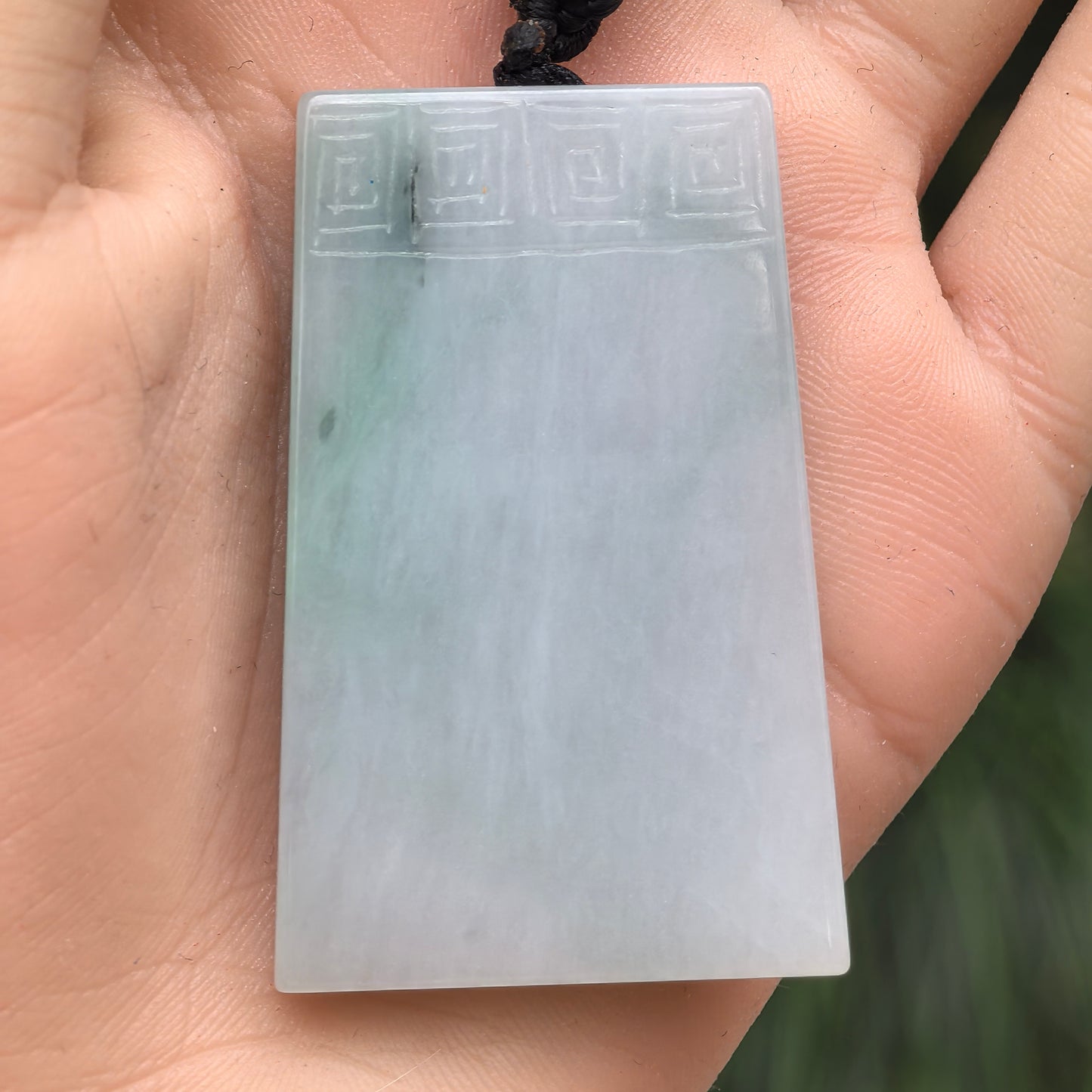Natural Grade-A Jadeite Glutinous White-Base Green Plain Jade Plaque · Burmese Jade