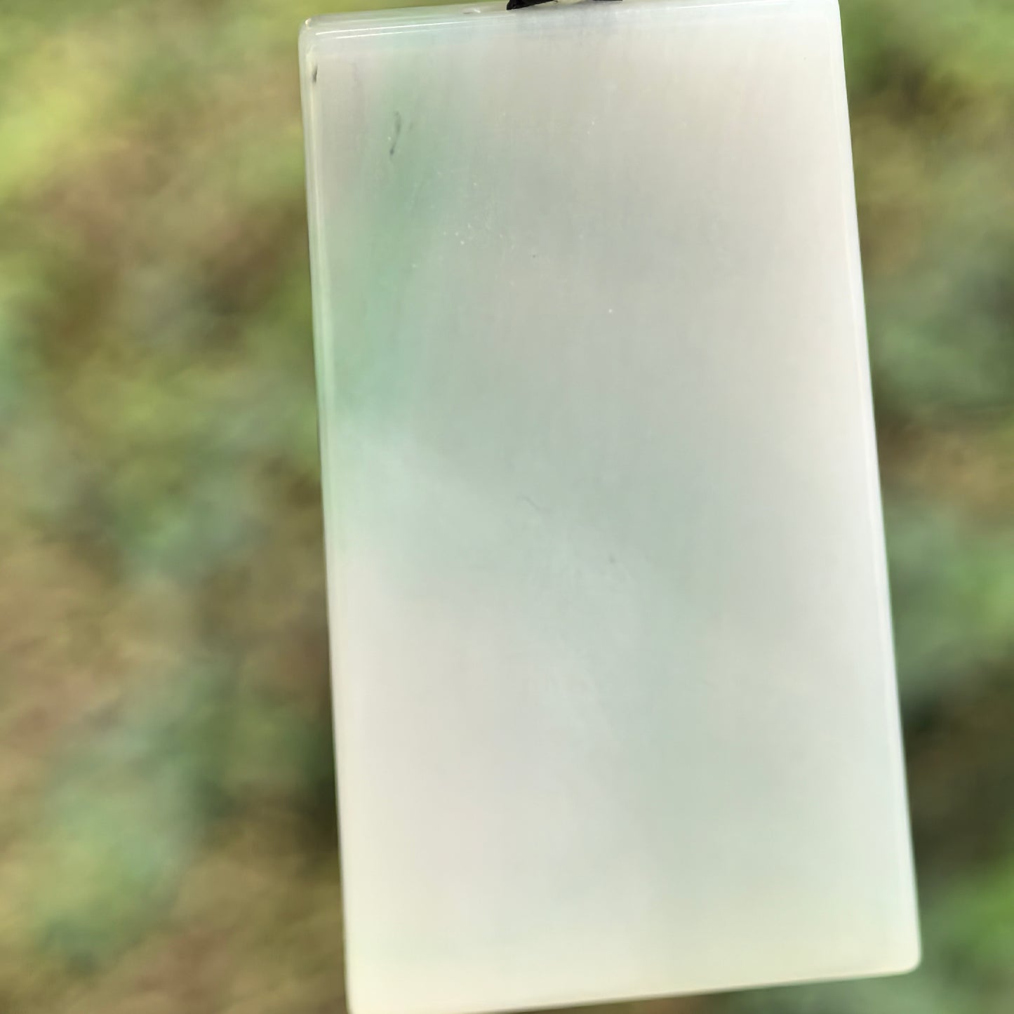 Natural Grade-A Jadeite Glutinous White-Base Green Plain Jade Plaque · Burmese Jade