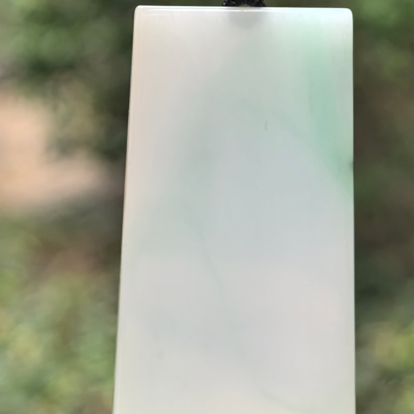 Natural Grade-A Jadeite Glutinous White-Base Green Plain Jade Plaque · Burmese Jade
