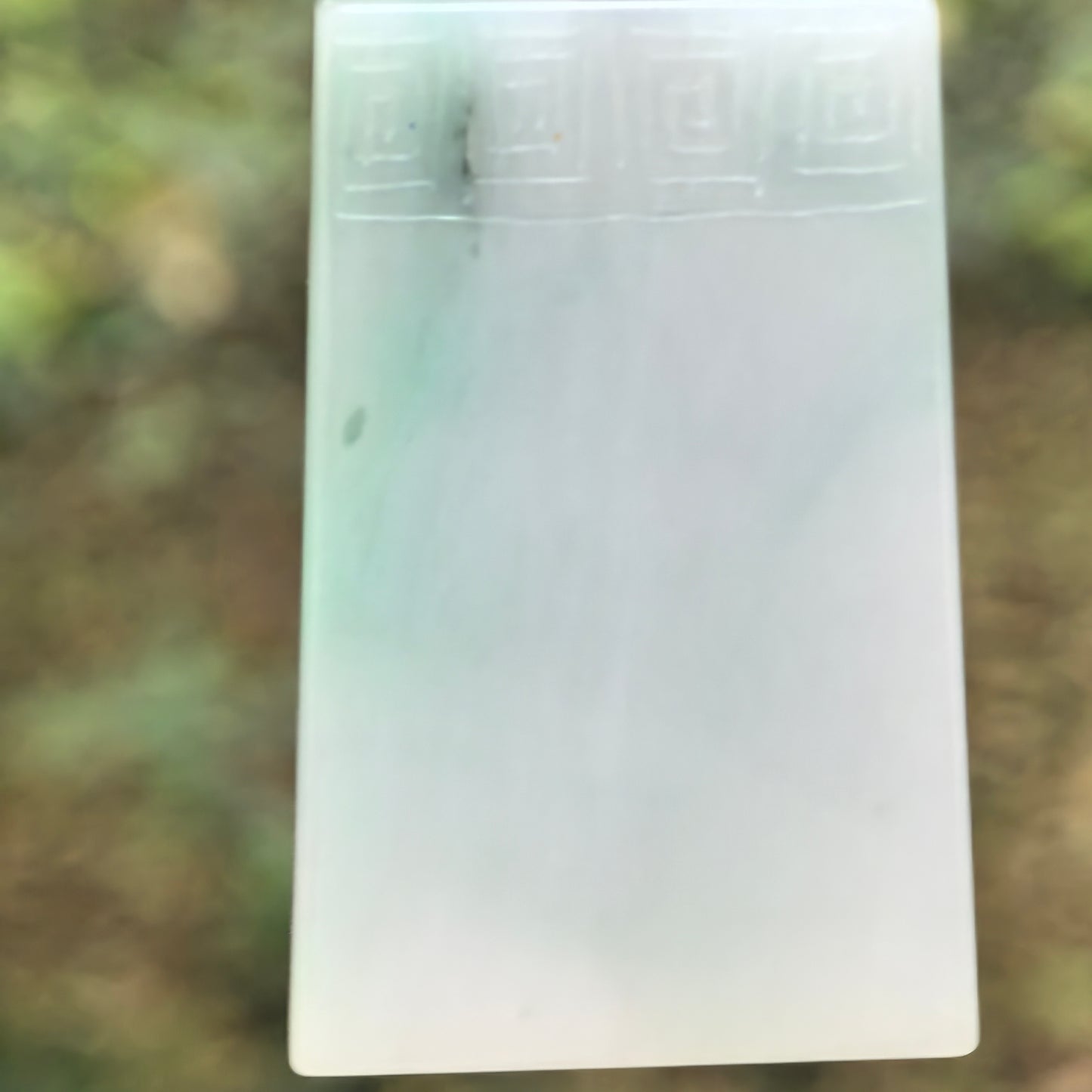 Natural Grade-A Jadeite Glutinous White-Base Green Plain Jade Plaque · Burmese Jade