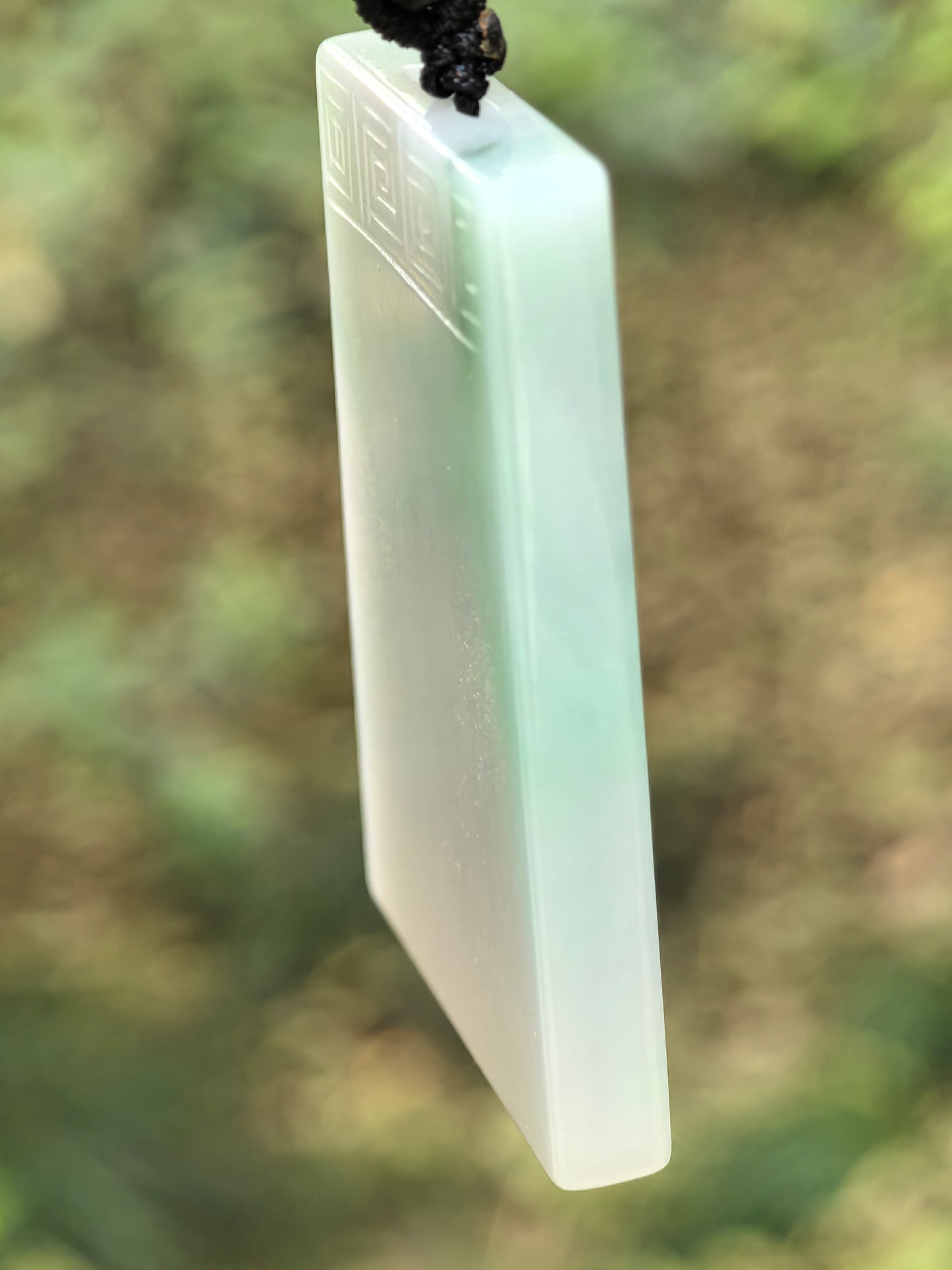 Natural Grade-A Jadeite Glutinous White-Base Green Plain Jade Plaque · Burmese Jade