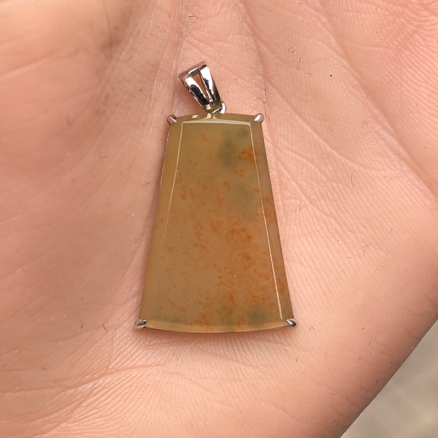 Natural Grade-A Icy Yellow Jadeite Plain Jade Plaque Pendant in Platinum Pt950 · Burmese Jadeite