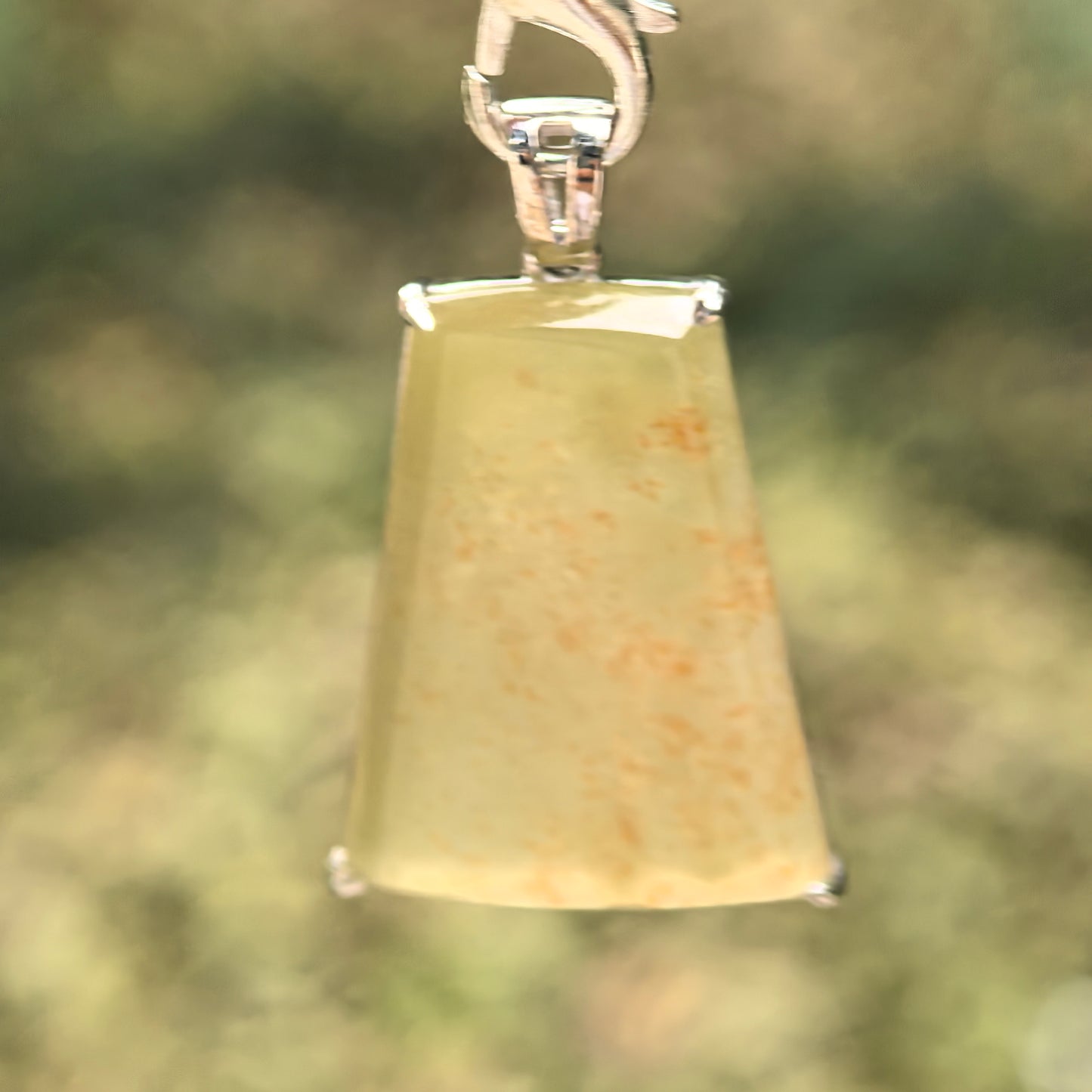 Natural Grade-A Icy Yellow Jadeite Plain Jade Plaque Pendant in Platinum Pt950 · Burmese Jadeite