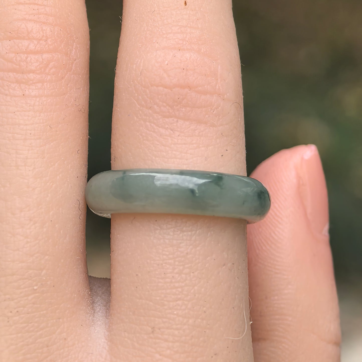 Natural Grade-A Jadeite Glutinous Green Ring Band · Burmese Jade