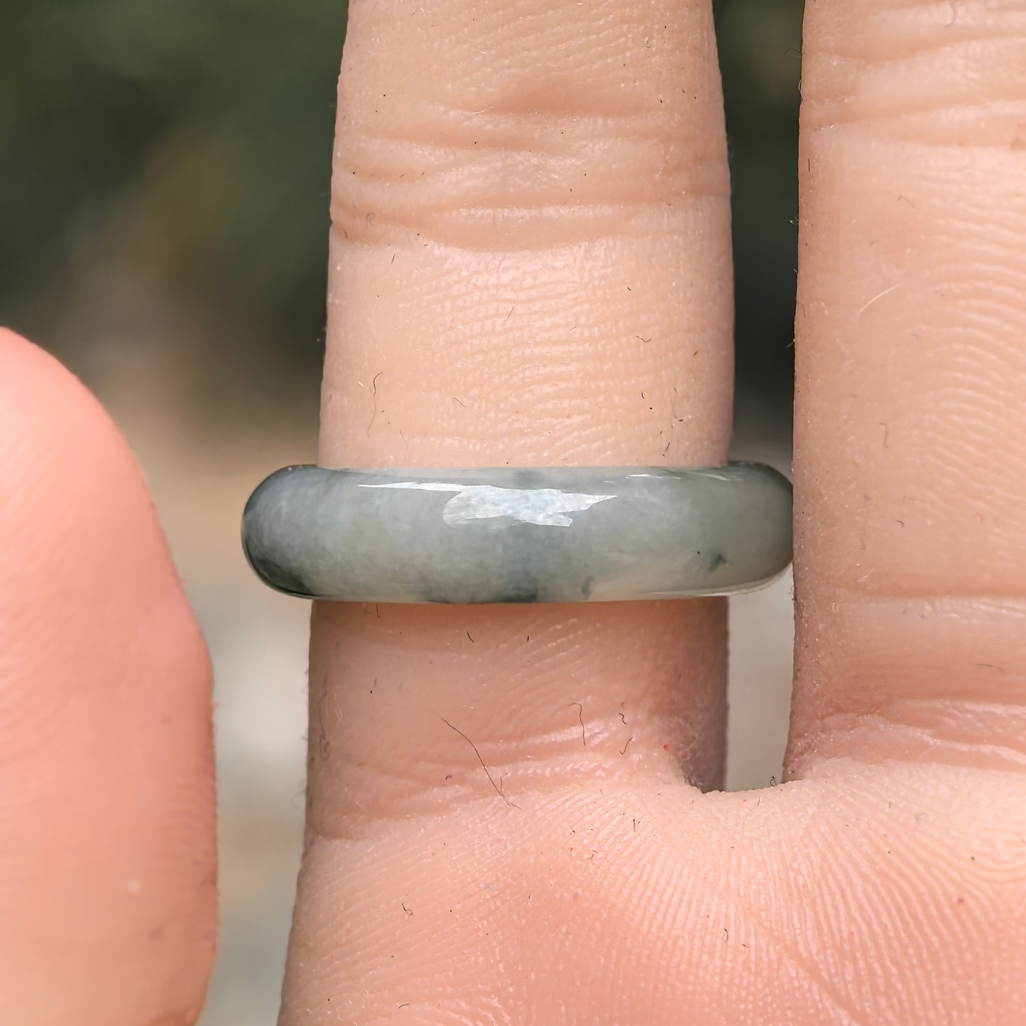 Natural Grade-A Jadeite Glutinous Green Ring Band · Burmese Jade