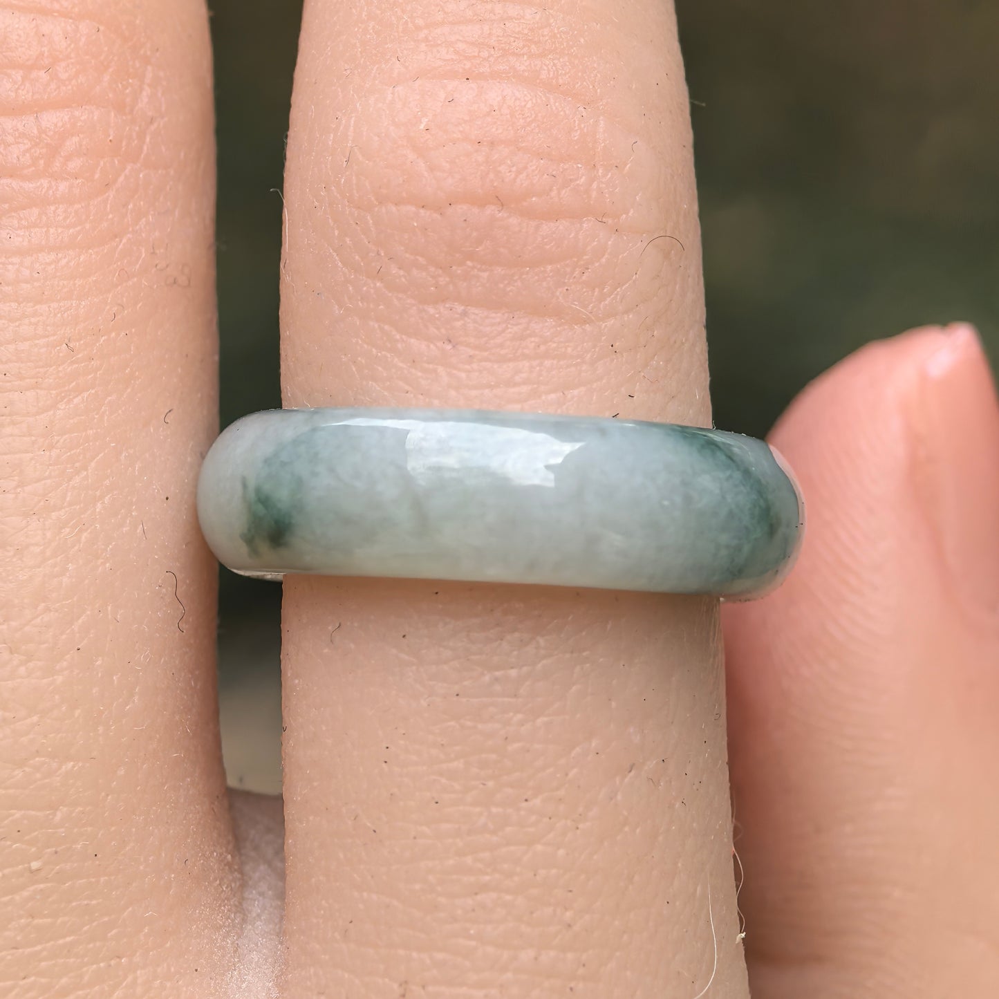 Natural Grade-A Jadeite Glutinous Green Ring Band · Burmese Jade