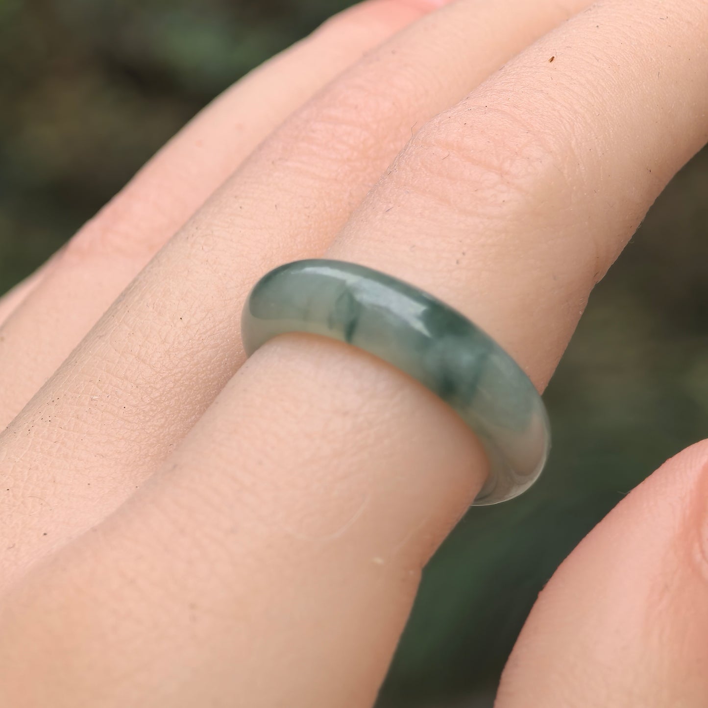 Natural Grade-A Jadeite Glutinous Green Ring Band · Burmese Jade