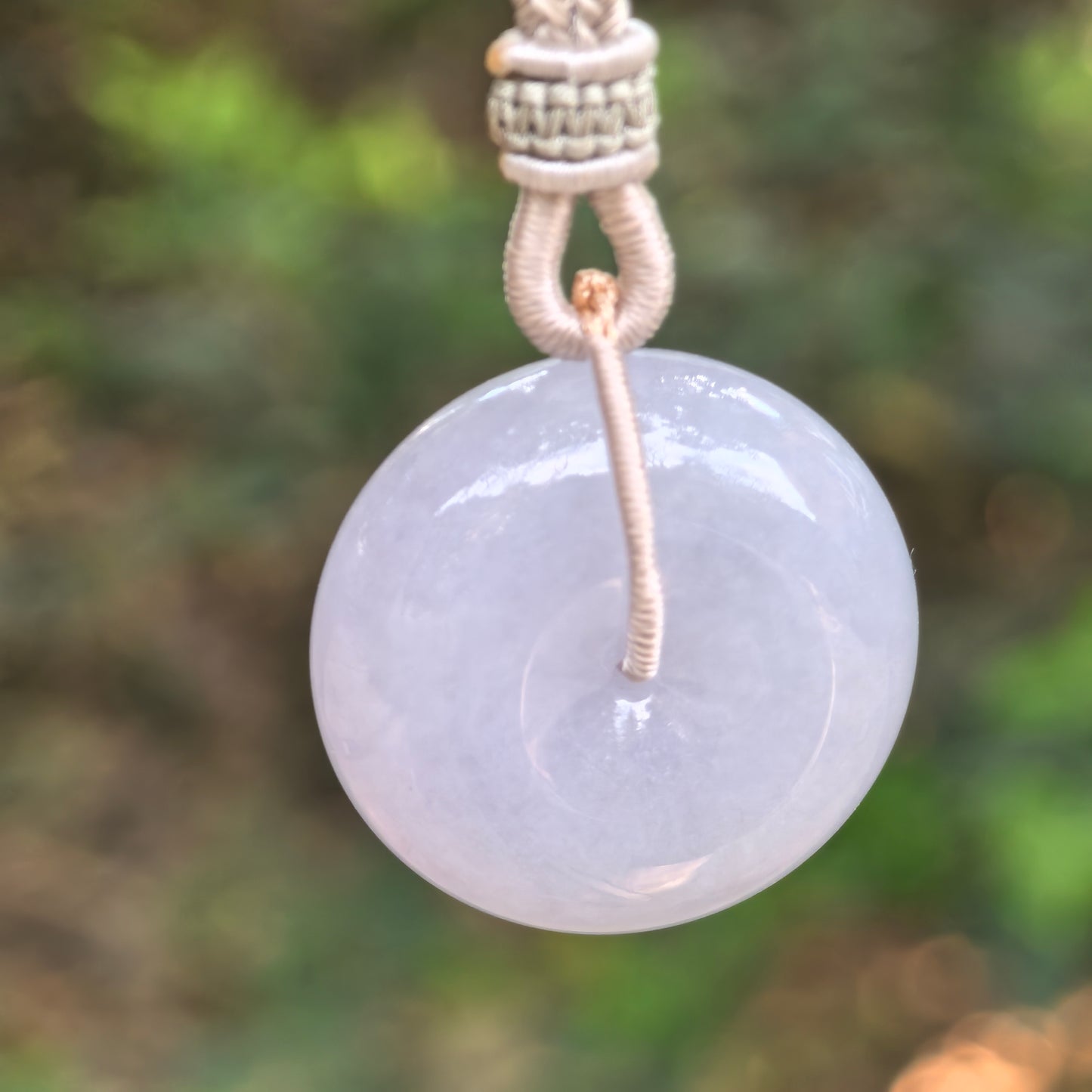 Natural Grade-A Jadeite Thick Lavender Peace Pendant – Glutinous Burmese Jade Donut