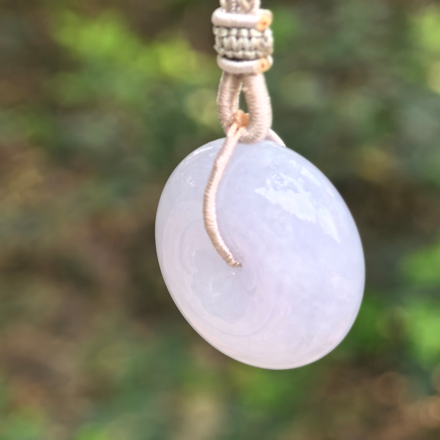 Natural Grade-A Jadeite Thick Lavender Peace Pendant – Glutinous Burmese Jade Donut