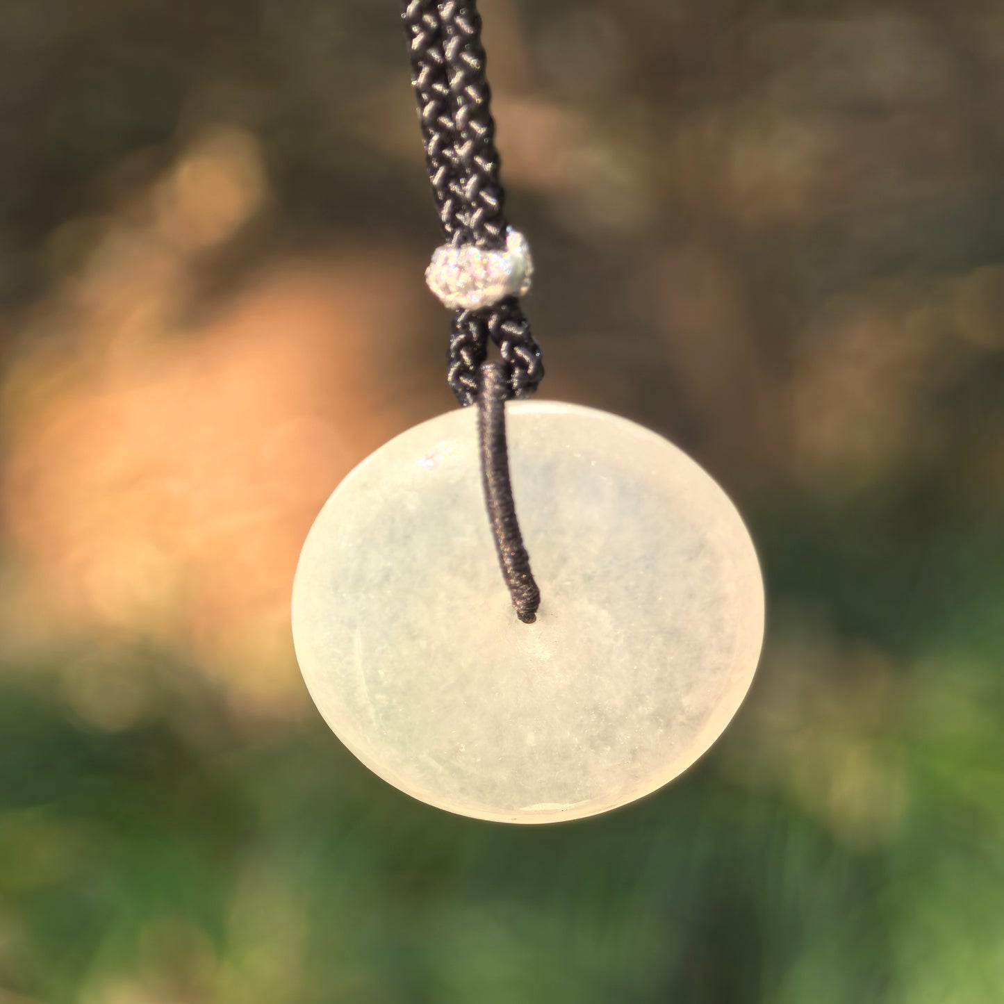 Natural Grade-A Jadeite White Glutinous Icy Peace Pendant ·Burmese Jade