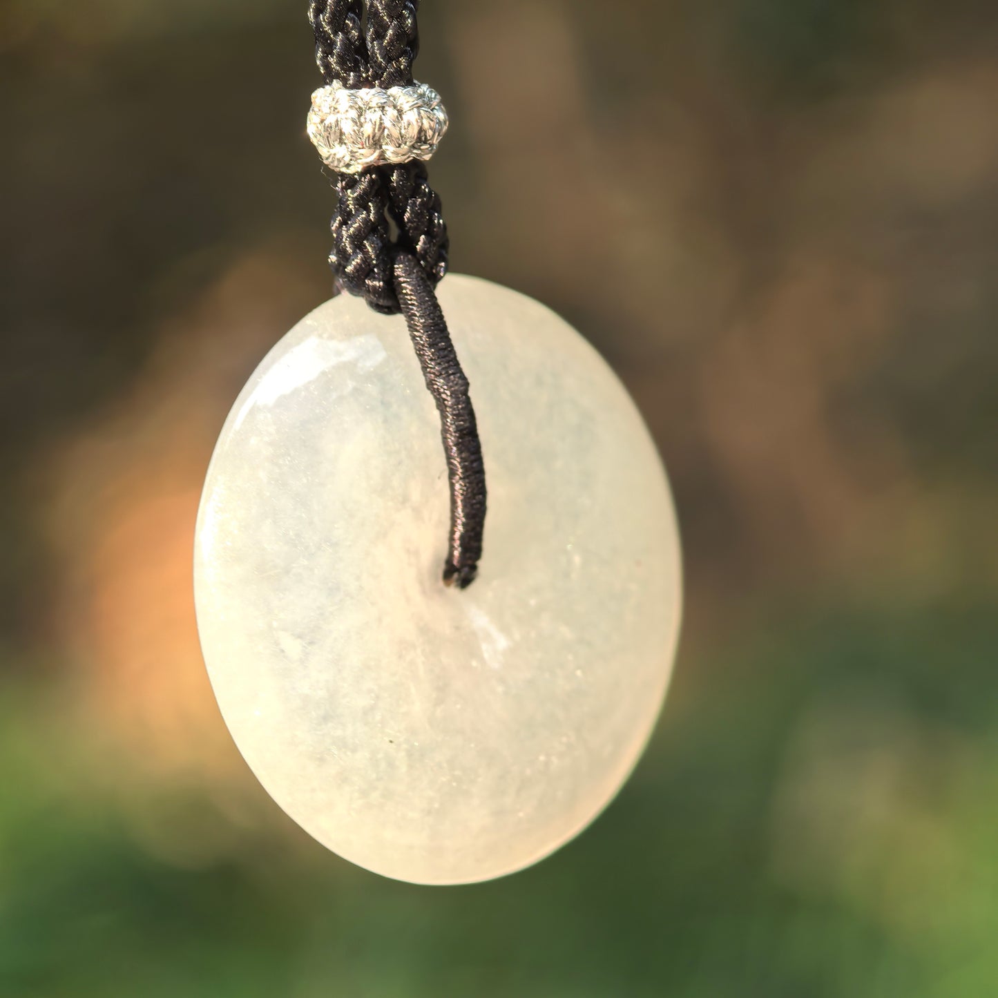 Natural Grade-A Jadeite White Glutinous Icy Peace Pendant ·Burmese Jade