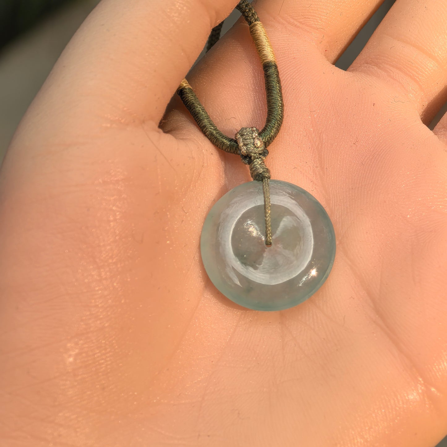 Natural Grade-A Jadeite Icy Translucent Clear-Green Peace Pendant ·Burmese Jade